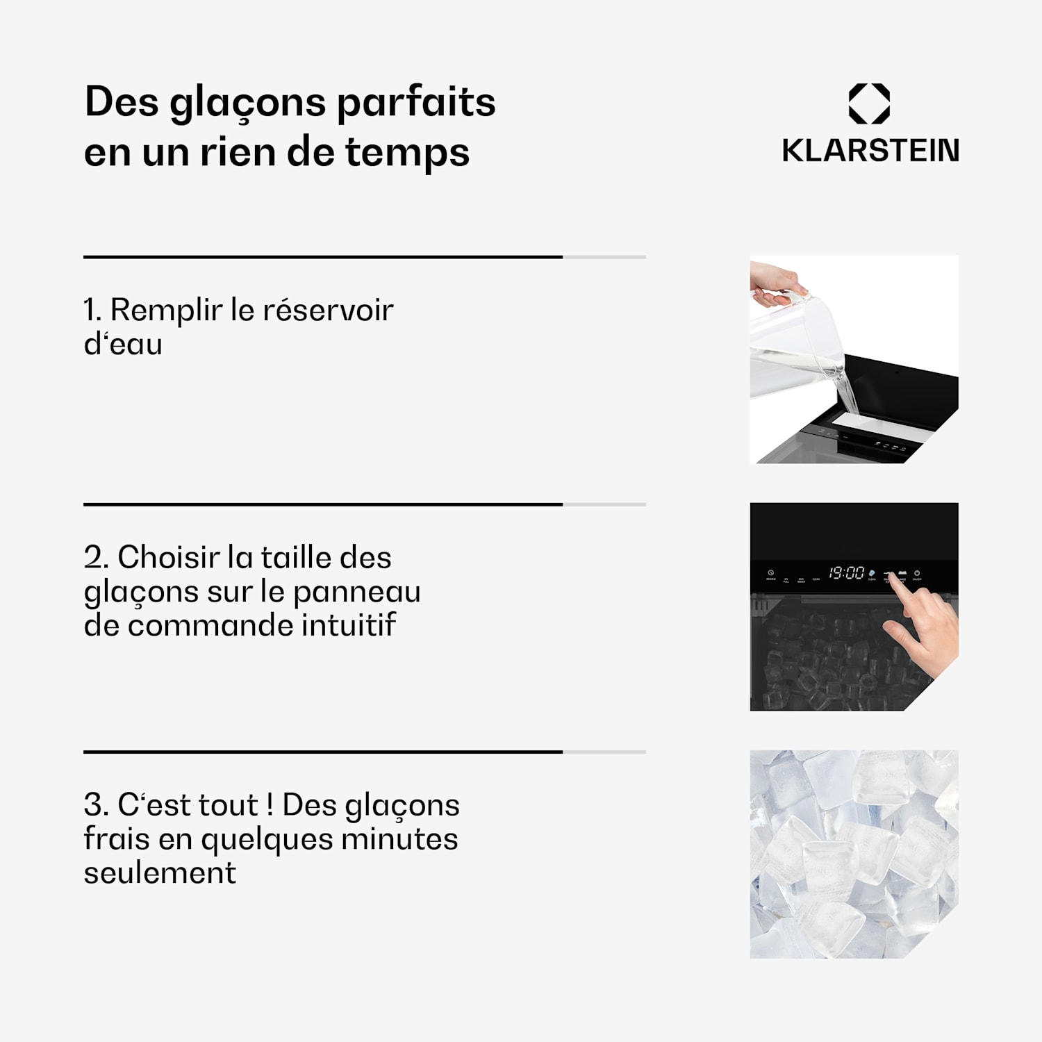 Machine à glaçons Ice Lux | Acier inoxydable | 23kg/24h | Auto-nettoyante Noir