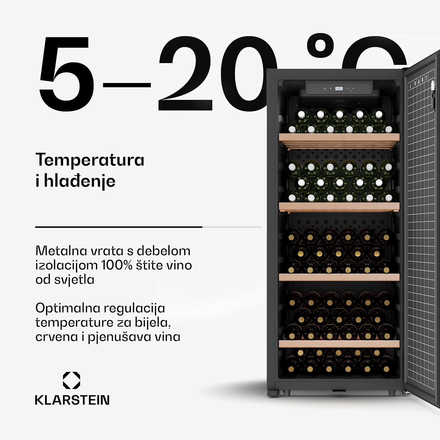 CellarMax hladnjak za vino, 114 boca, Kompresor, Energetska učinkovitost E 114 boca