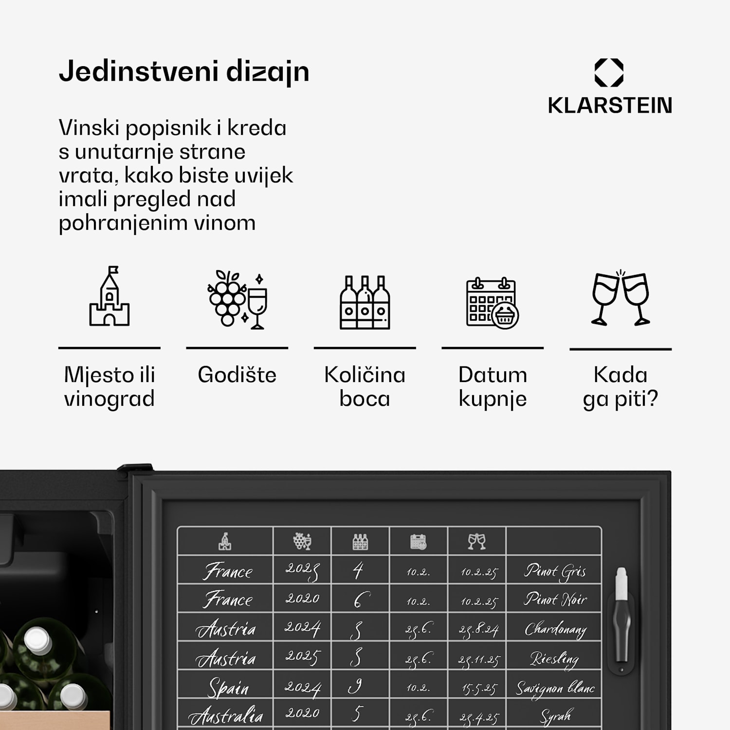 CellarMax hladnjak za vino, 114 boca, Kompresor, Energetska učinkovitost E 114 boca