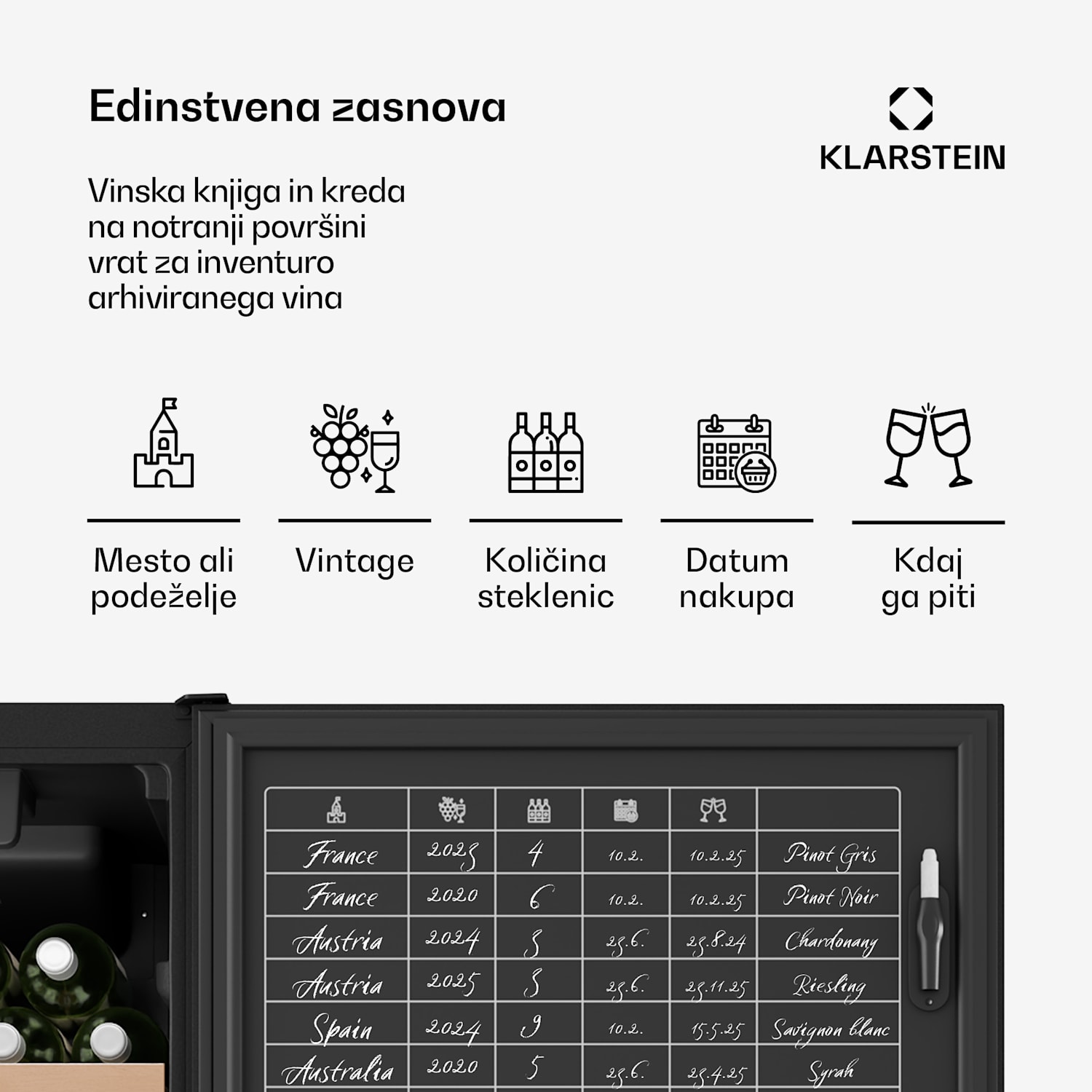 CellarMax hladilnik za vino, 114 steklenic, Kompresor, Energetska učinkovitost E 114 steklenic