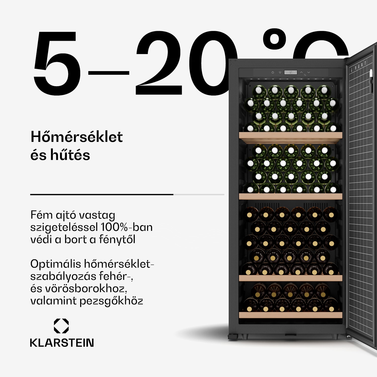 CellarMax borhűtő, 155 palack, Kompresszor, Energiahatékonyság E 155 palack