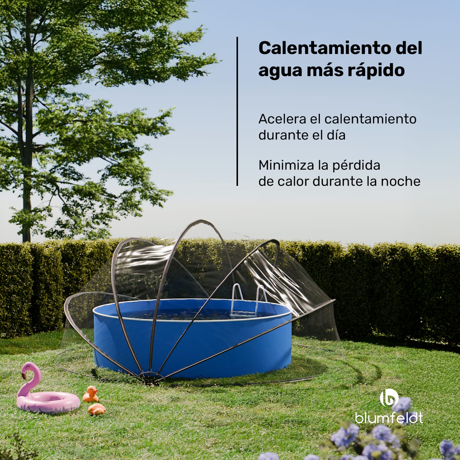 ArmadilloShade Pabellón de piscina | Redondo | Fibra de vidrio | Protección UV | Transparente 440cm