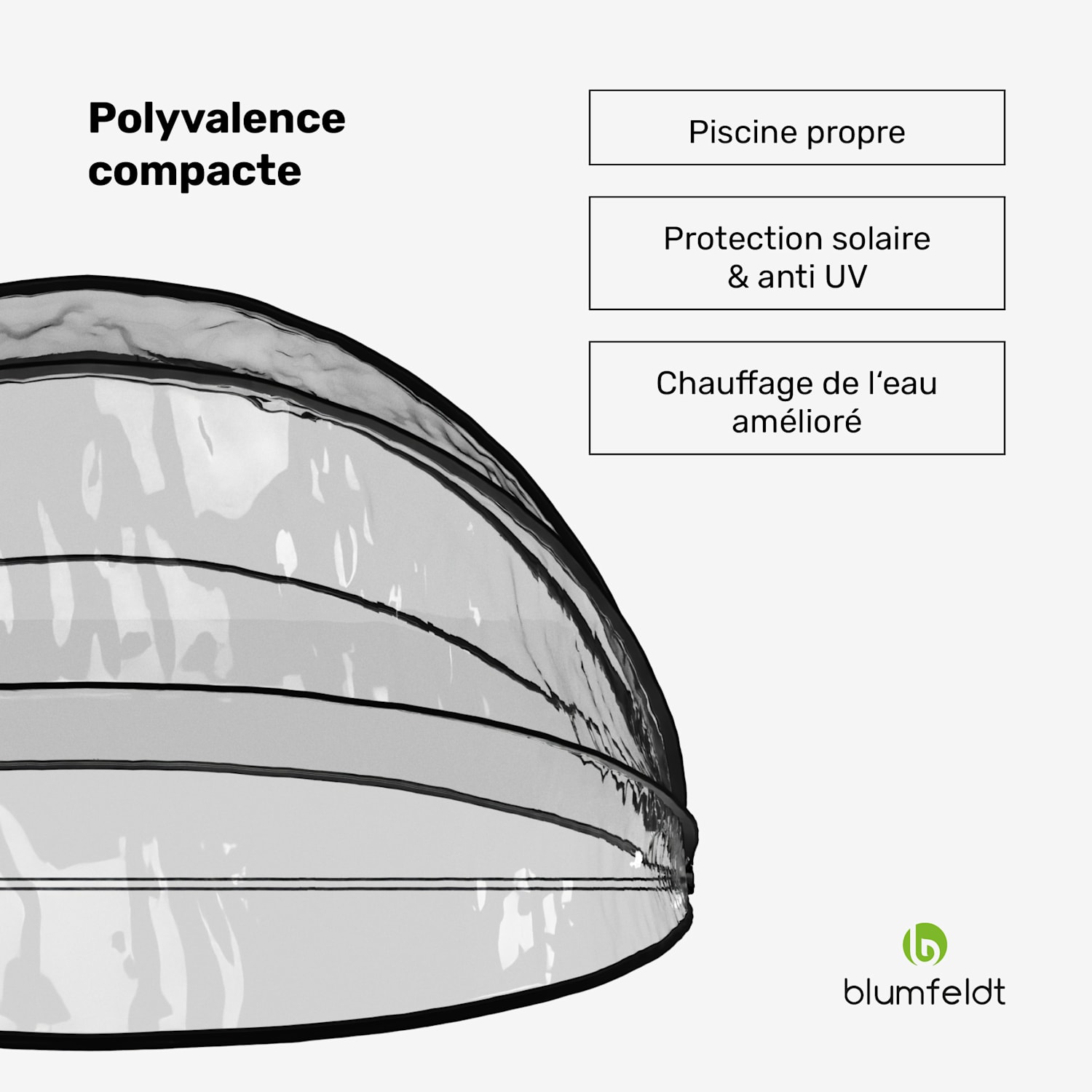 ArmadilloShade pool paviljoen | rond | glasvezel | uv-bescherming | transparant 440 cm