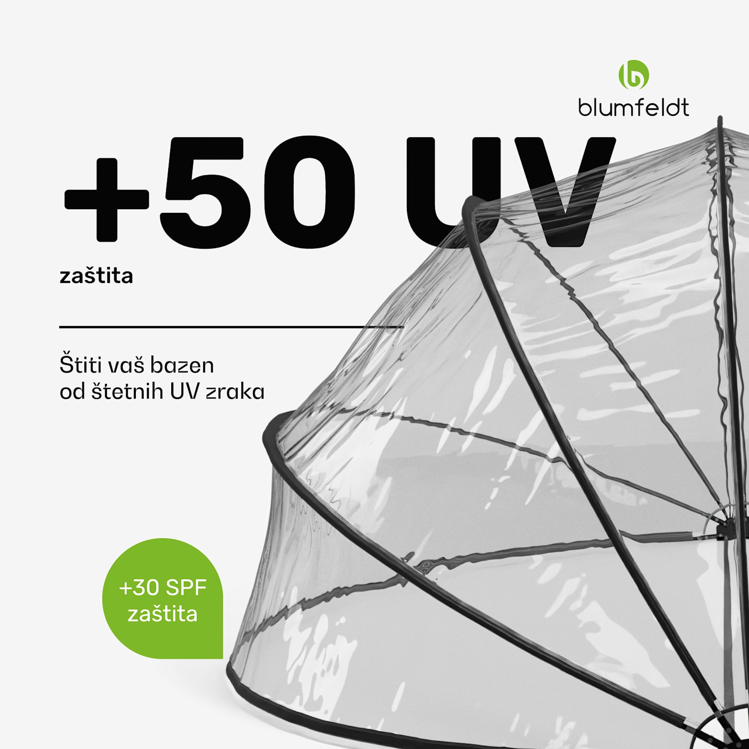 ArmadilloShade sjenica za bazen, Okrugla, Stakloplastika, UV zaštita, Transparentna 440 cm