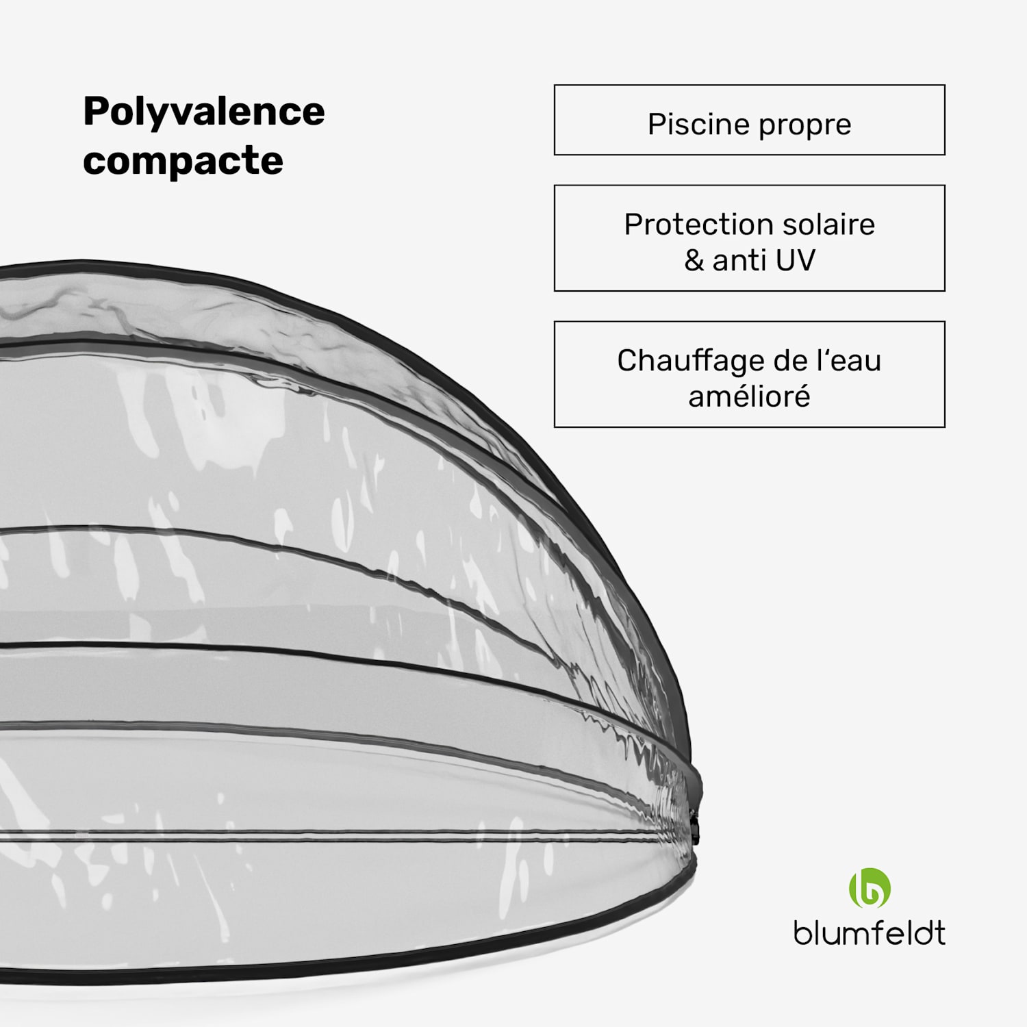 ArmadilloShade Pavilion de piscine | Rond | Fibre de verre | Protection UV | Transparent 559 cm