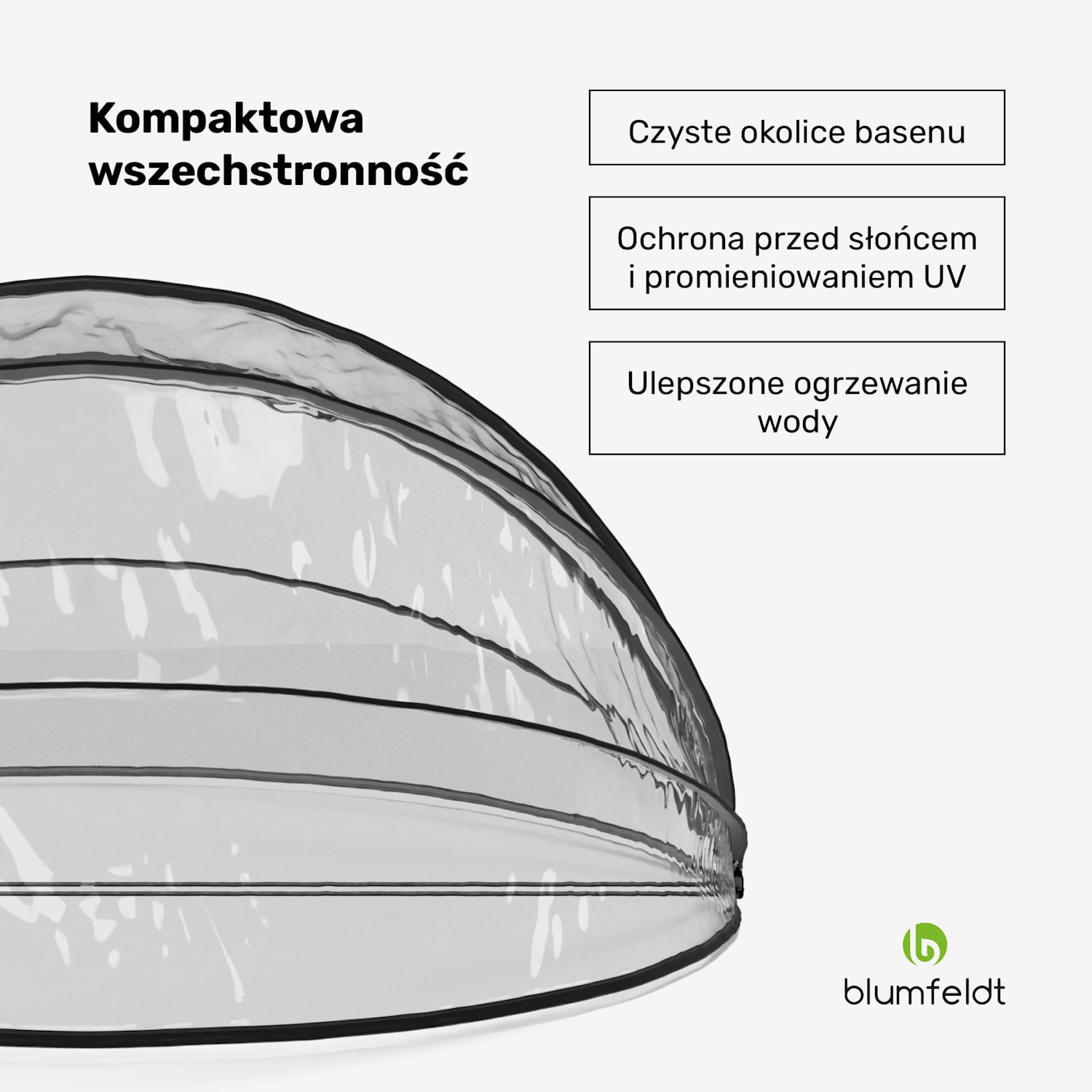 ArmadilloShade altana do basenu, okrągła, włókno szklane, ochrona UV, przezroczysta 559cm