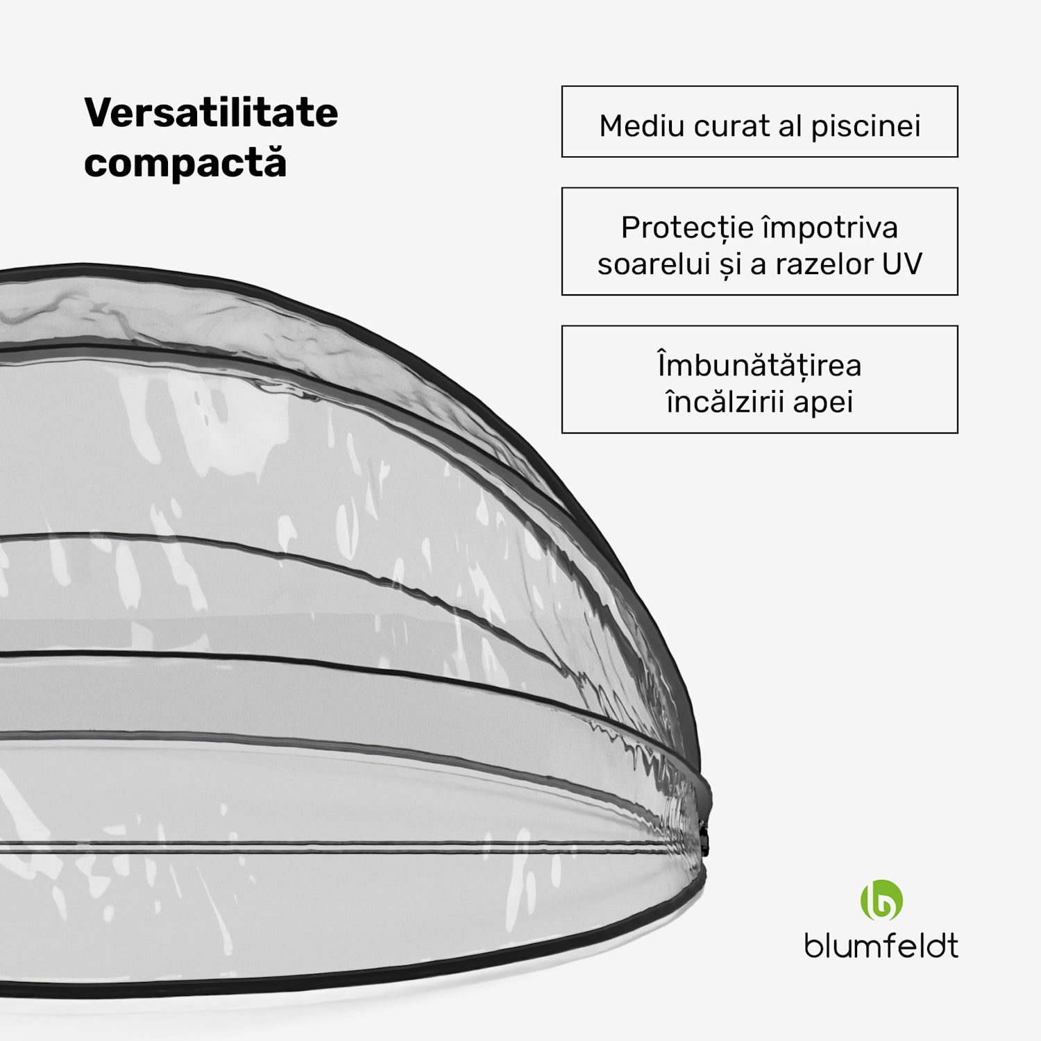 ArmadilloShade foișor pentru piscină, Rotund, Fibră de sticlă, Protecție UV, Transparent 