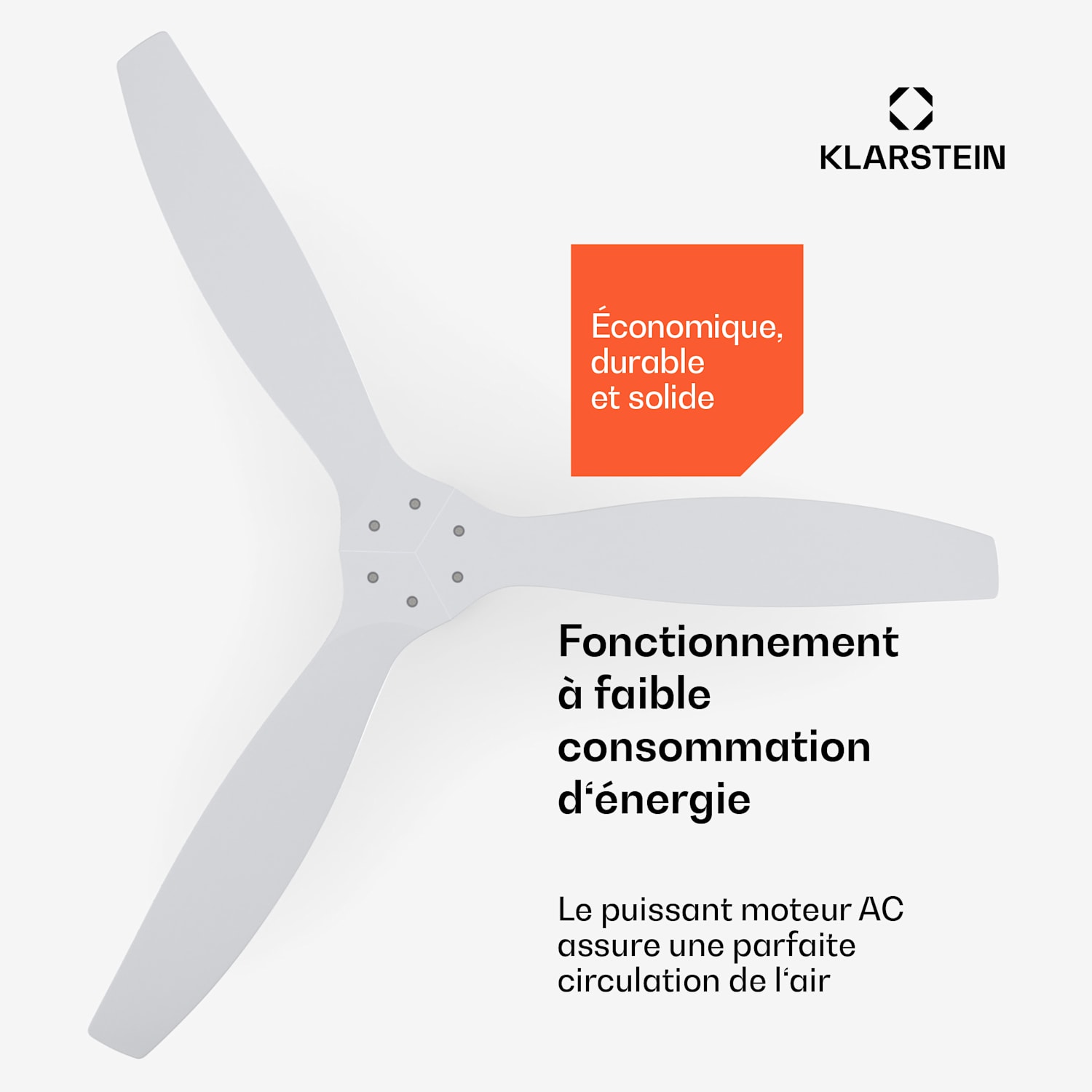 Santa Elena Ventilateur de plafond 52" 9060 m³/h Pales en bois véritable 6 vitesses Télécommande 132 cm (pièces de 13 à 25 m²) | Télécommande | Blanc