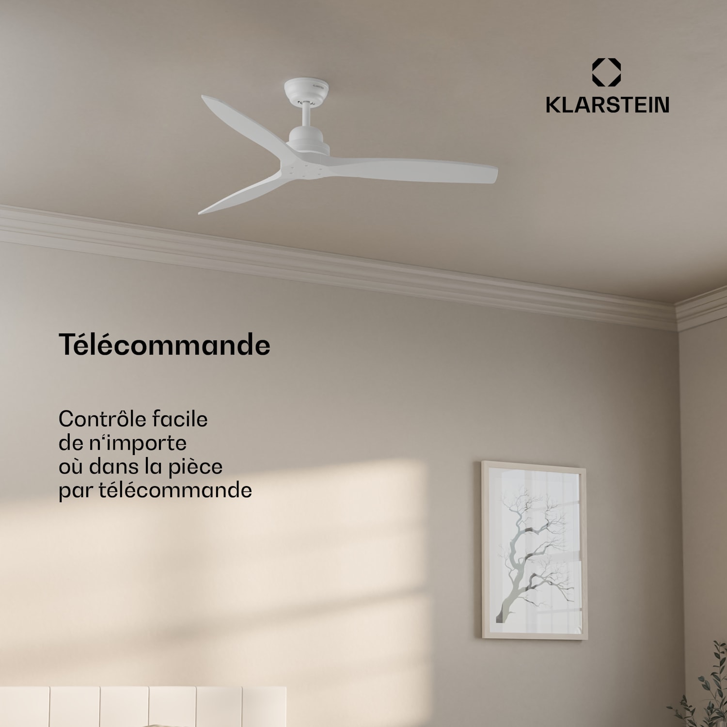 Santa Elena Ventilateur de plafond 52" 9060 m³/h Pales en bois véritable 6 vitesses Télécommande 132 cm (pièces de 13 à 25 m²) | Télécommande | Blanc