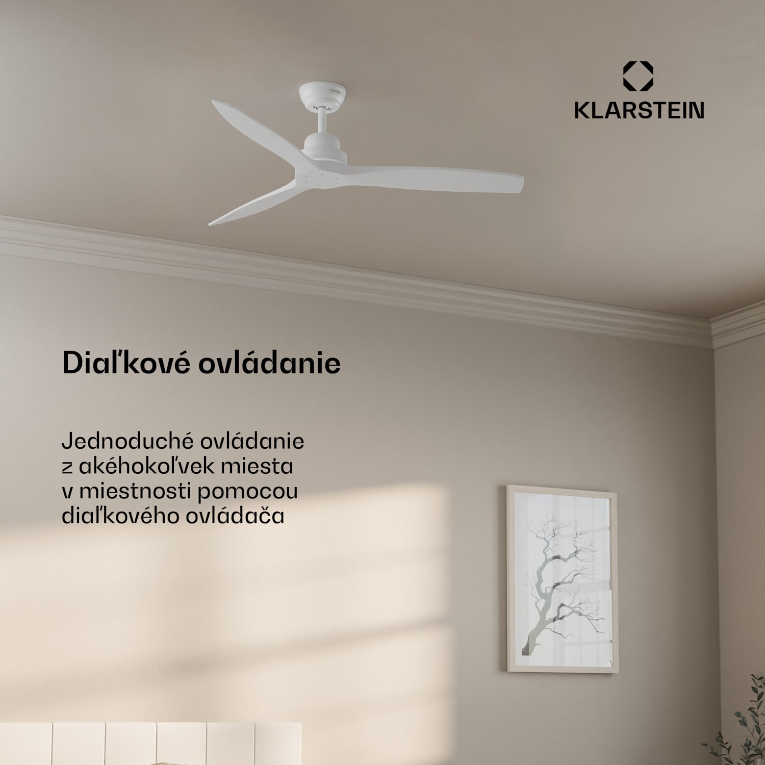Santa Elena 52" stropný ventilátor, 9 060 m³/h, 6 stupňov rýchlosti, diaľkové ovládanie 132 cm (izby 13–25 m²) | Diaľkové ovládanie | Biela