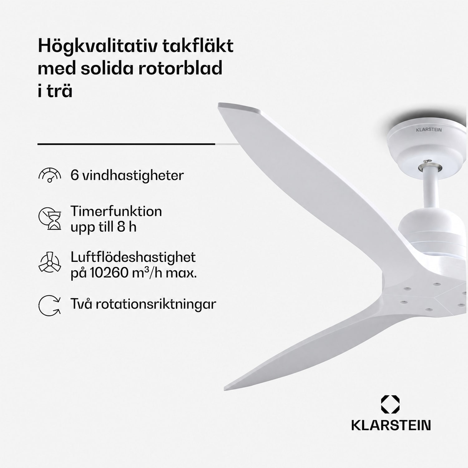 Santa Elena takfläkt 52" | 9 060 m³/h | 6 hastighetsnivåer | Fjärrkontroll 132 cm (rum 13–25 m²) | Fjärrkontroll | Vit