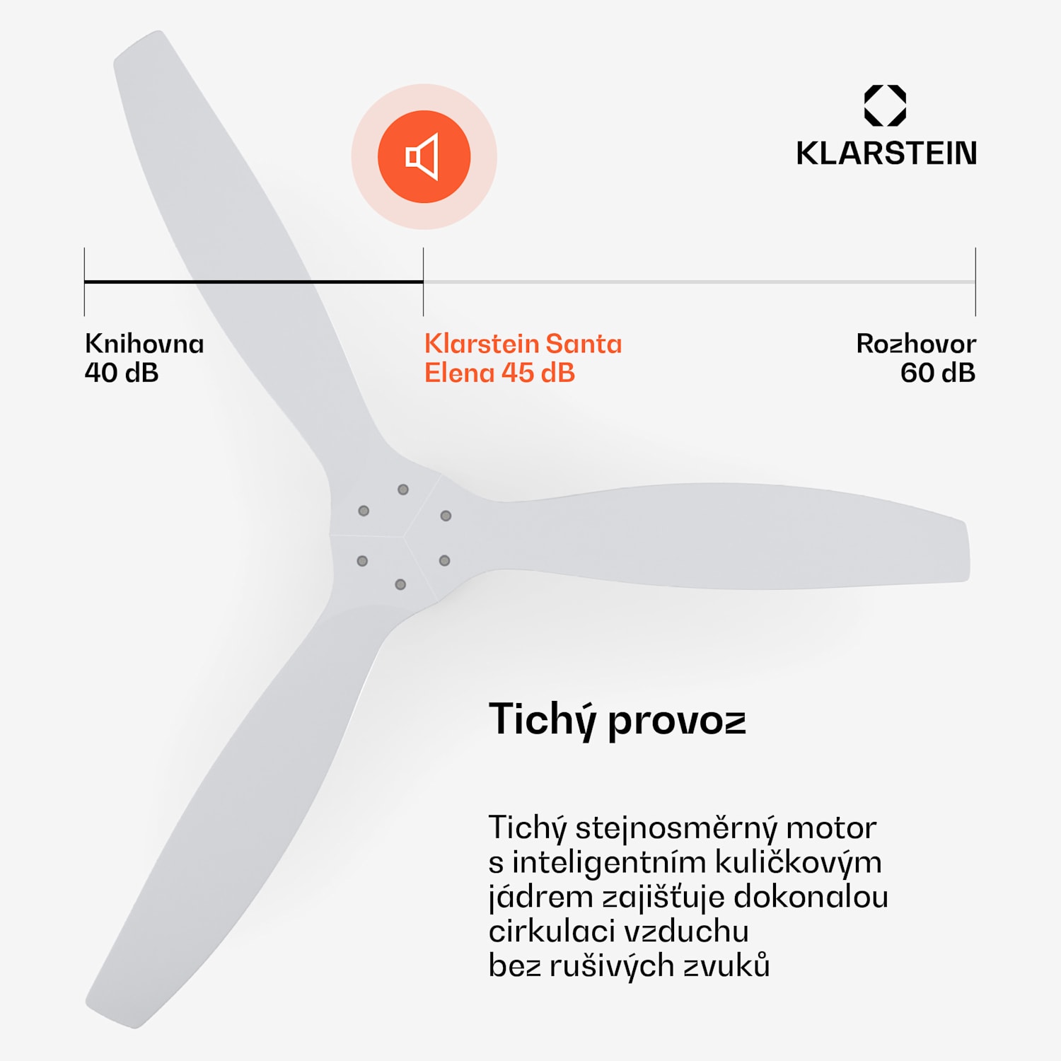 Santa Elena Smart 52" stropní ventilátor| 10260 m³/h, 6 nastavení rychlosti, dálkové ovládání 132 cm (místnosti 13–25 m²) | WIFI + dálkové ovládání | Bílá