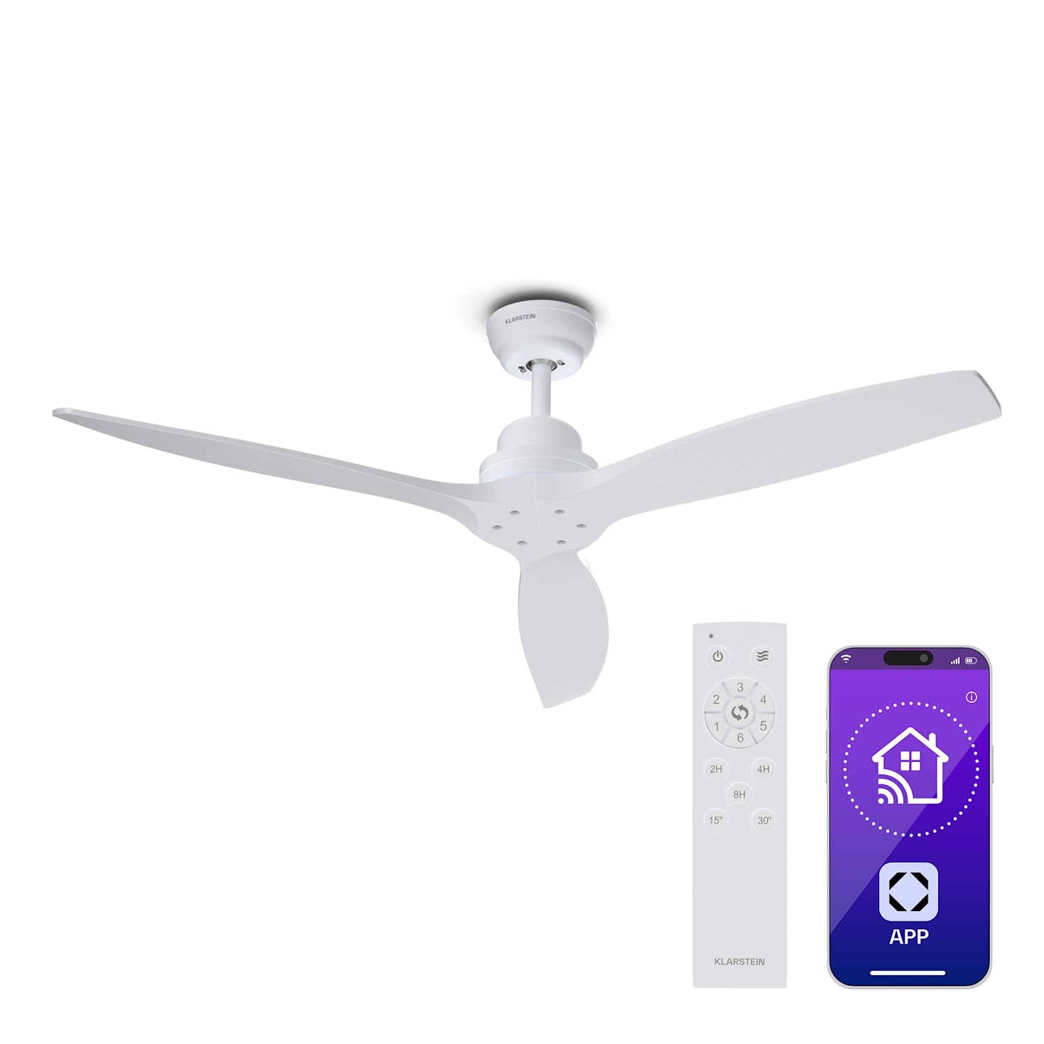Ventilador de techo Santa Elena Smart 52"  | 10260 m³/h | 6 velocidades | Mando a distancia | Smart 132 cm (habitaciones de 13 a 25 m²) | WIFI + Control remoto | Blanco