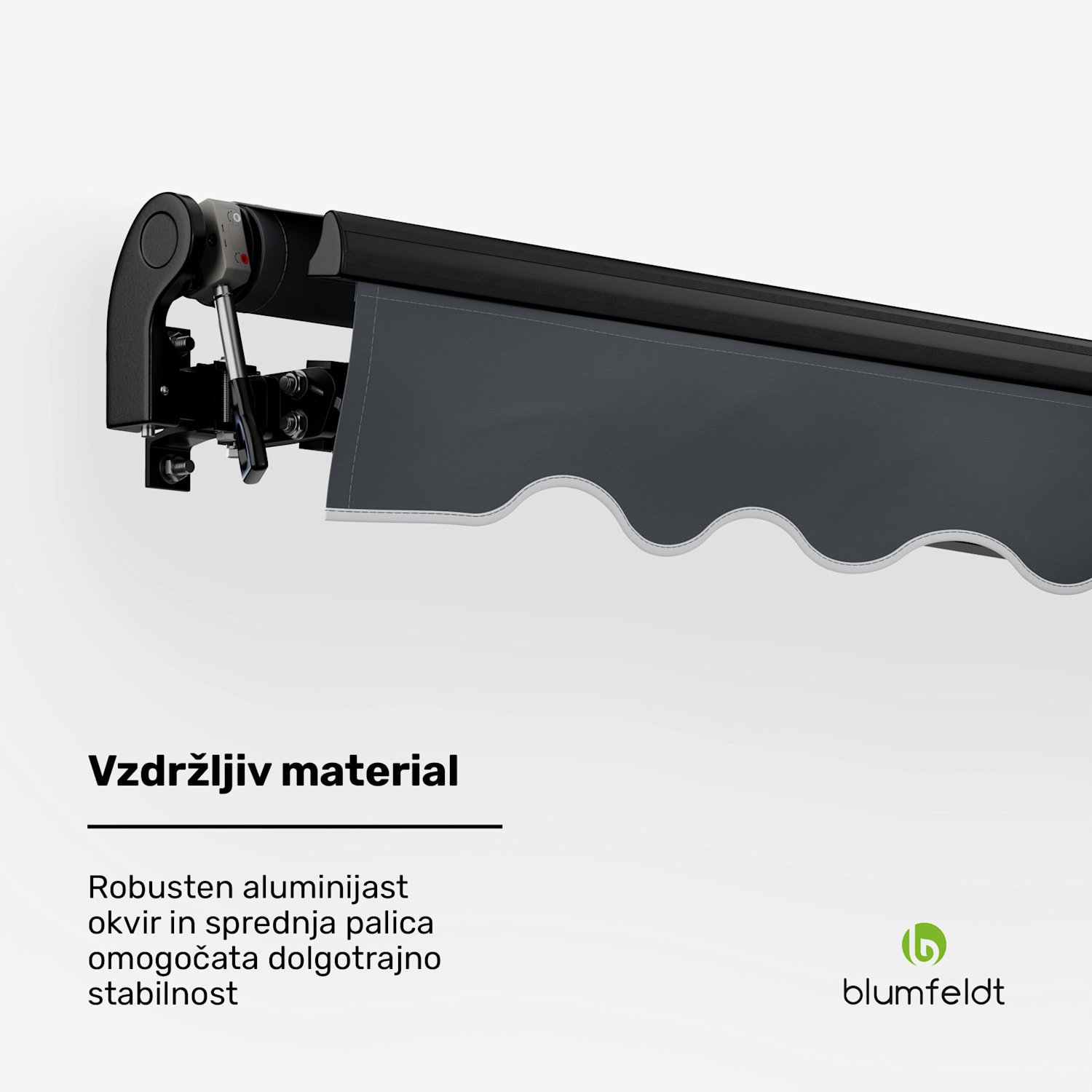 CloudShade senčilo, Pametni nadzor, UV zaščita, Montaža na steno 250 cm | Tenda z odprto zložljivo roko | Temno siva