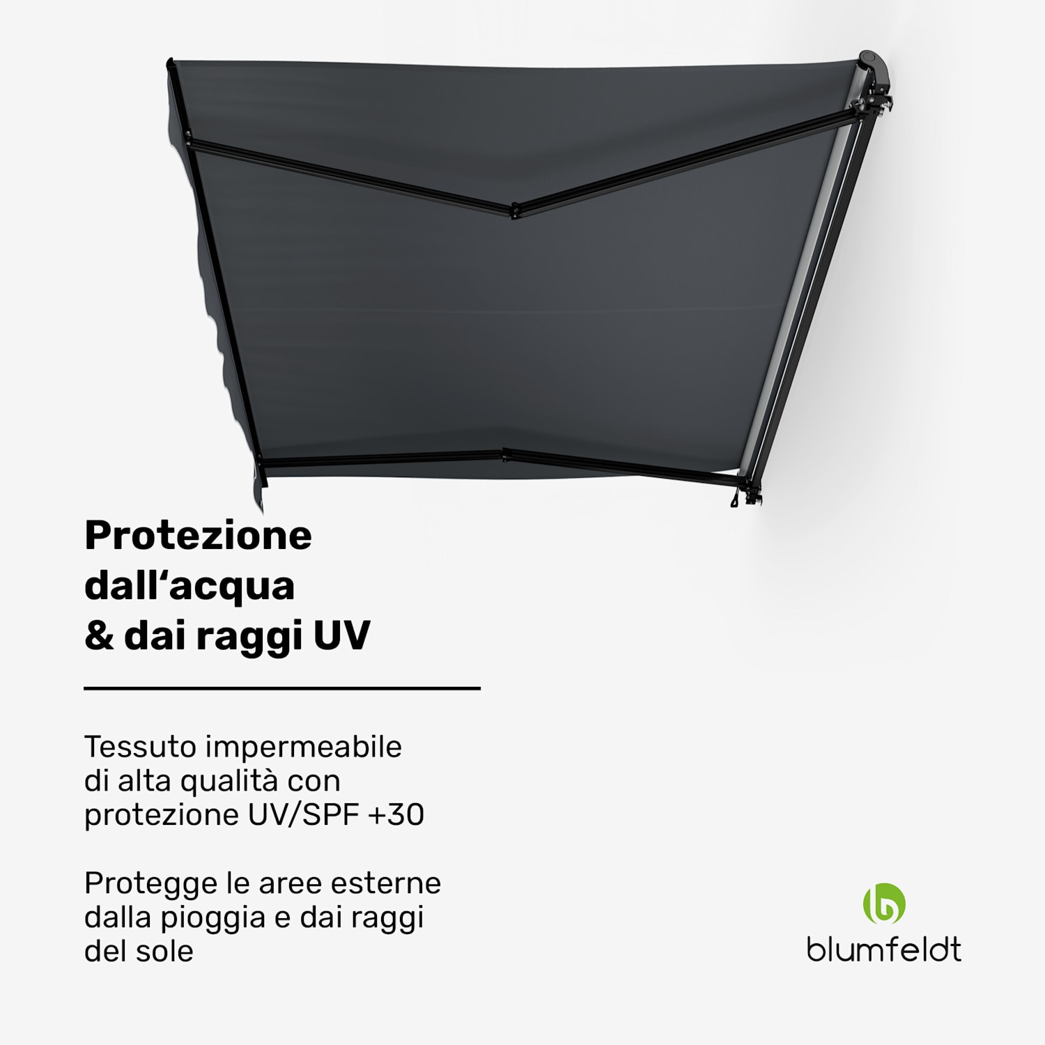CloudShade - Tenda parasole | Controllo smart | Protezione UV | Montaggio a parete 295 centimetri | Tenda da sole a braccio pieghevole aperto | Grigio scuro