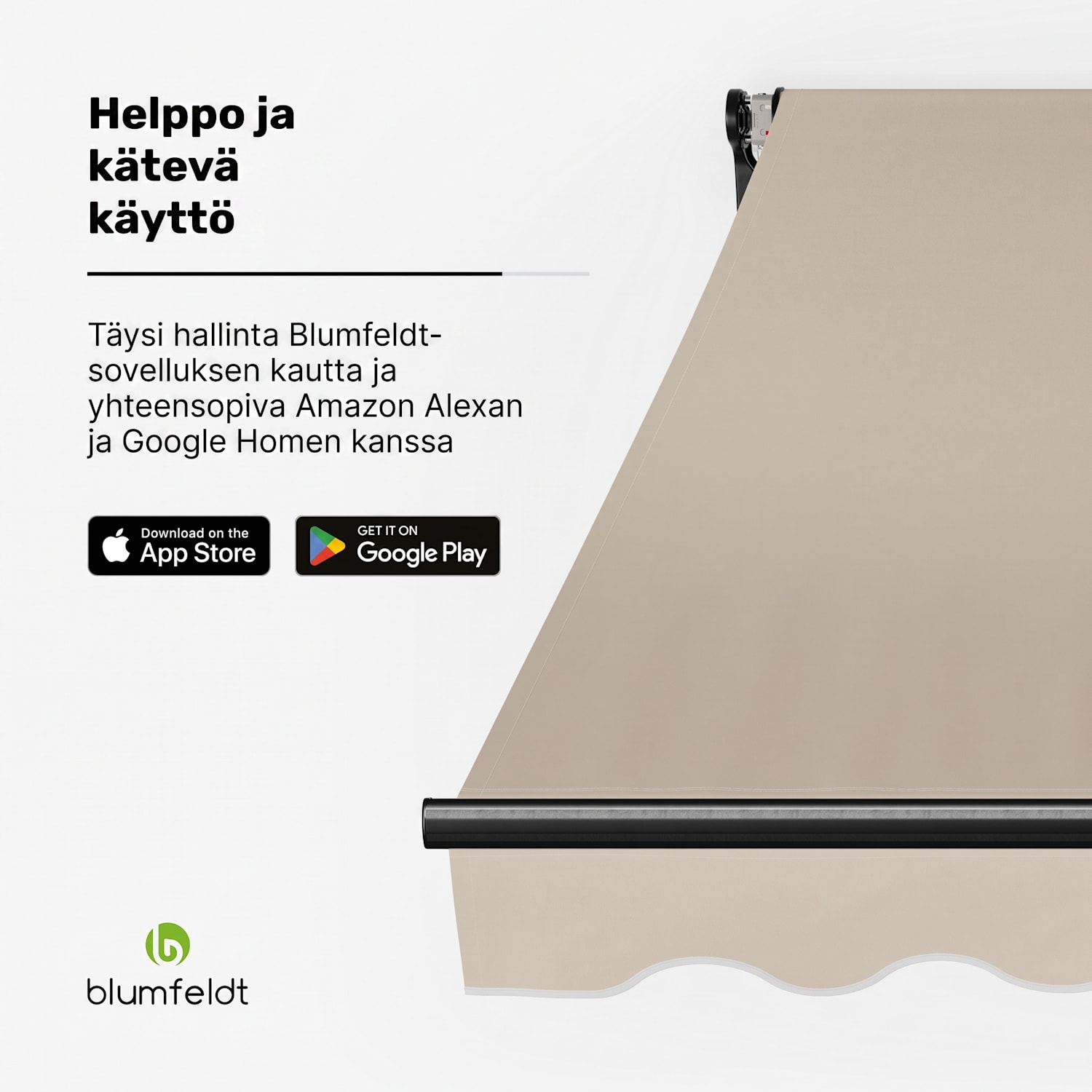 CloudShade markiisi | Älykäs ohjaus | UV-suoja | Seinälle asennettava 250 cm | Avoin taitettava varsi markiisi | Beige
