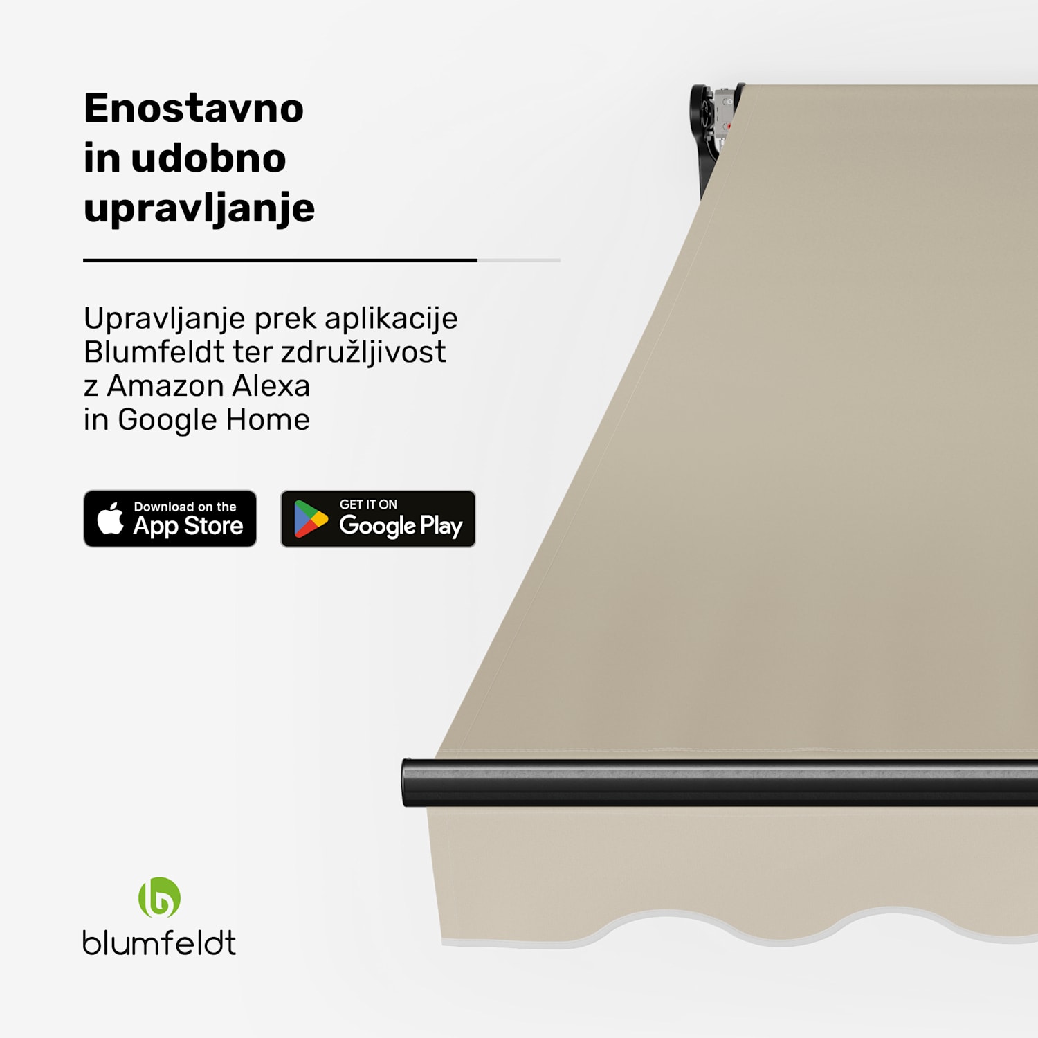 CloudShade senčnik, Pametna kontrola, UV zaščita, Stenska montaža 250 cm | Tenda z odprto zložljivo roko | Bež