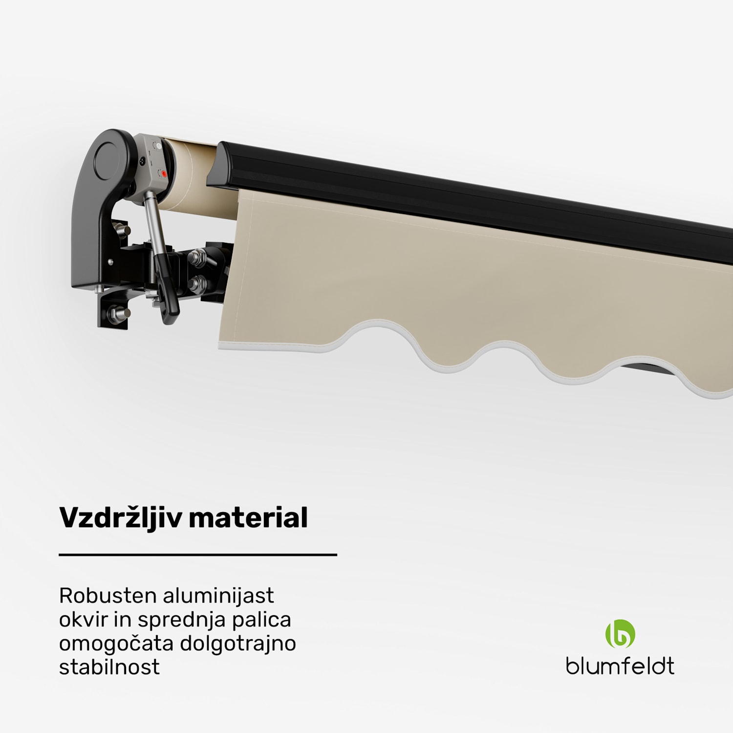 CloudShade senčnik, Pametna kontrola, UV zaščita, Stenska montaža 250 cm | Tenda z odprto zložljivo roko | Bež