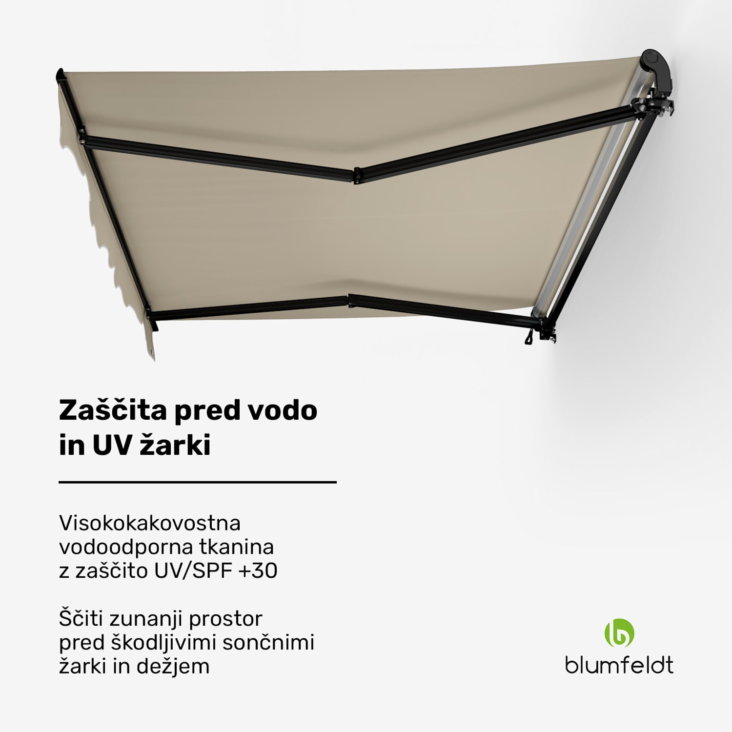CloudShade senčnik, Pametna kontrola, UV zaščita, Stenska montaža 250 cm | Tenda z odprto zložljivo roko | Bež