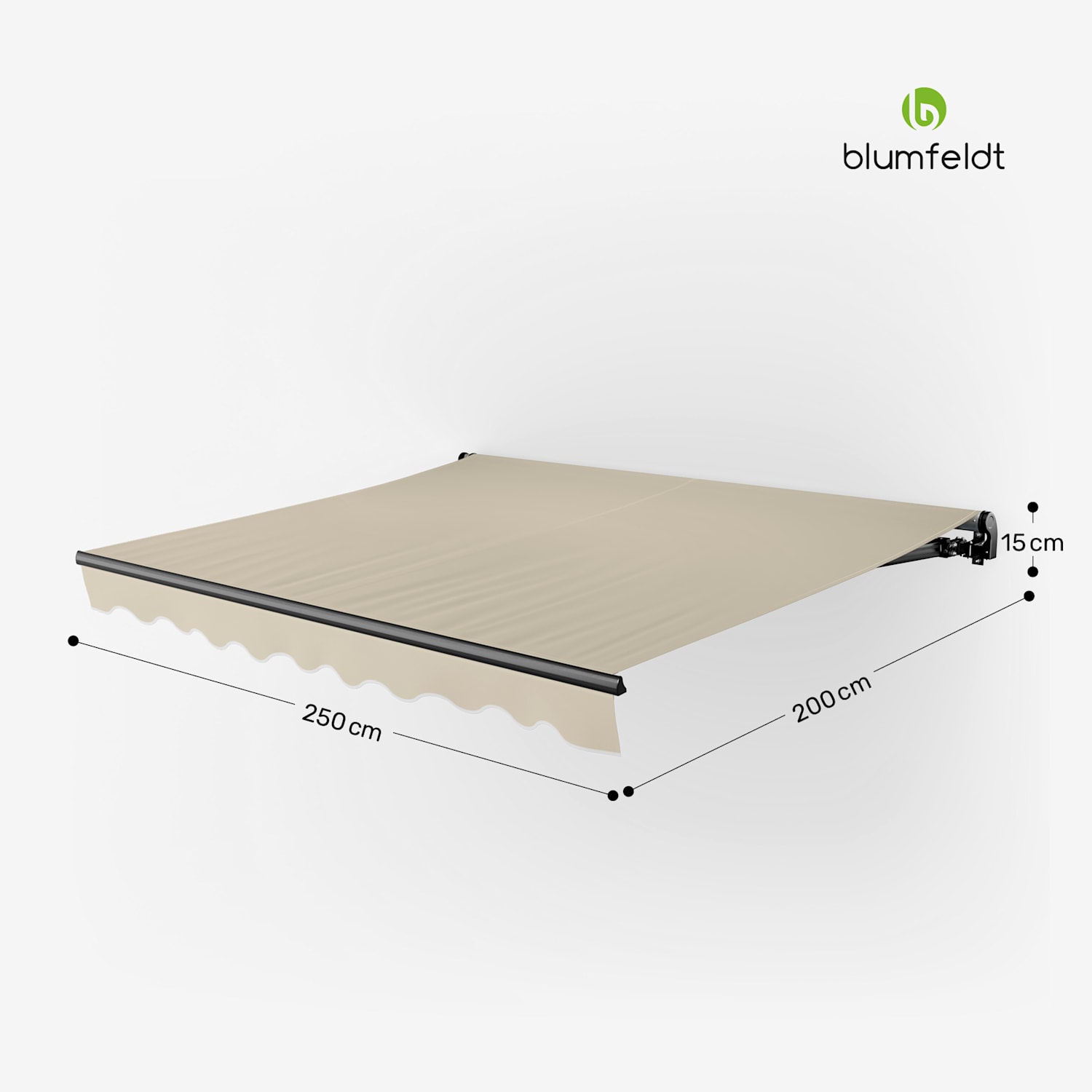 CloudShade senčnik, Pametna kontrola, UV zaščita, Stenska montaža 250 cm | Tenda z odprto zložljivo roko | Bež