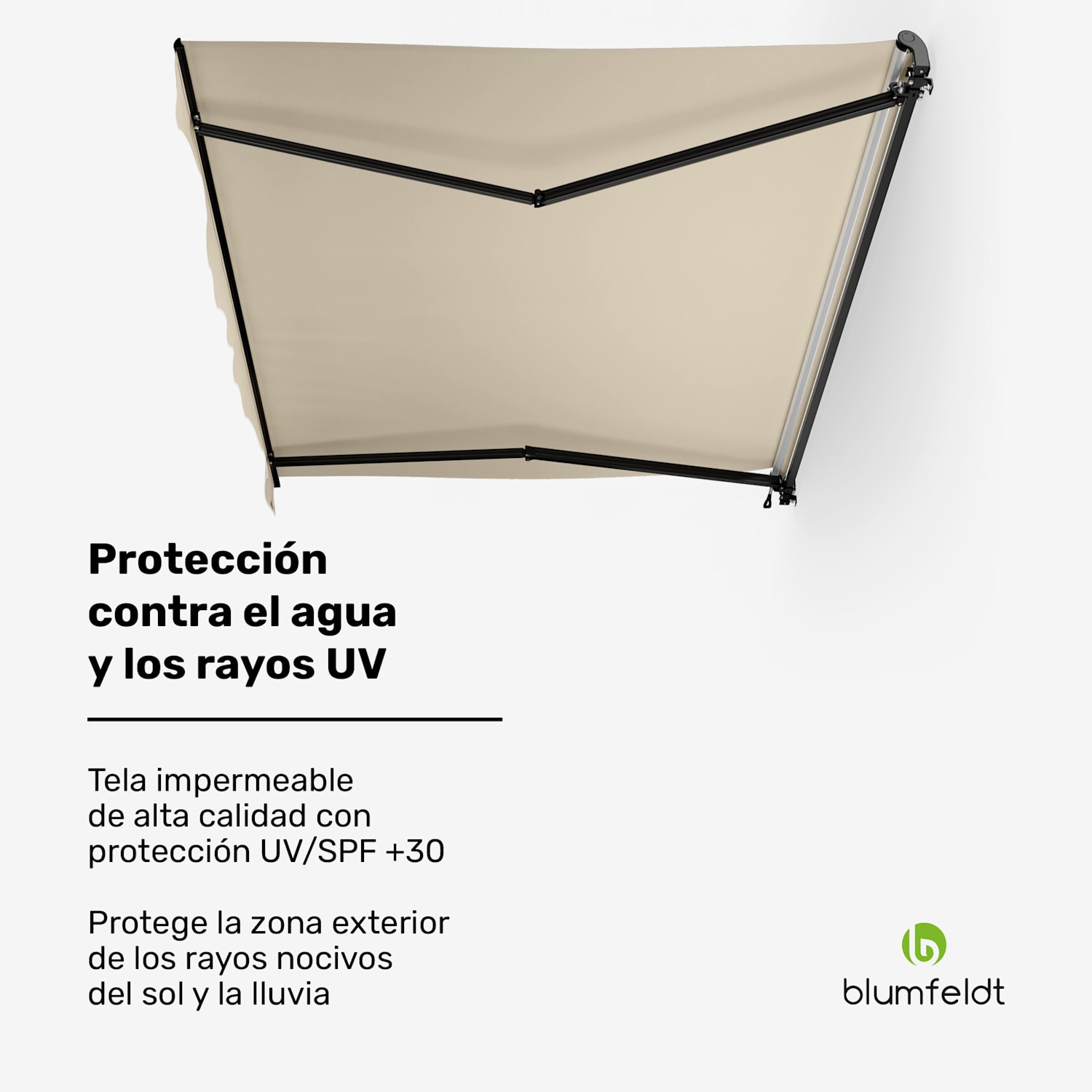 Toldo CloudShade | Control inteligente | Protección UV | Montaje en pared 295 centímetros | Toldo de brazo plegable abierto | Beige