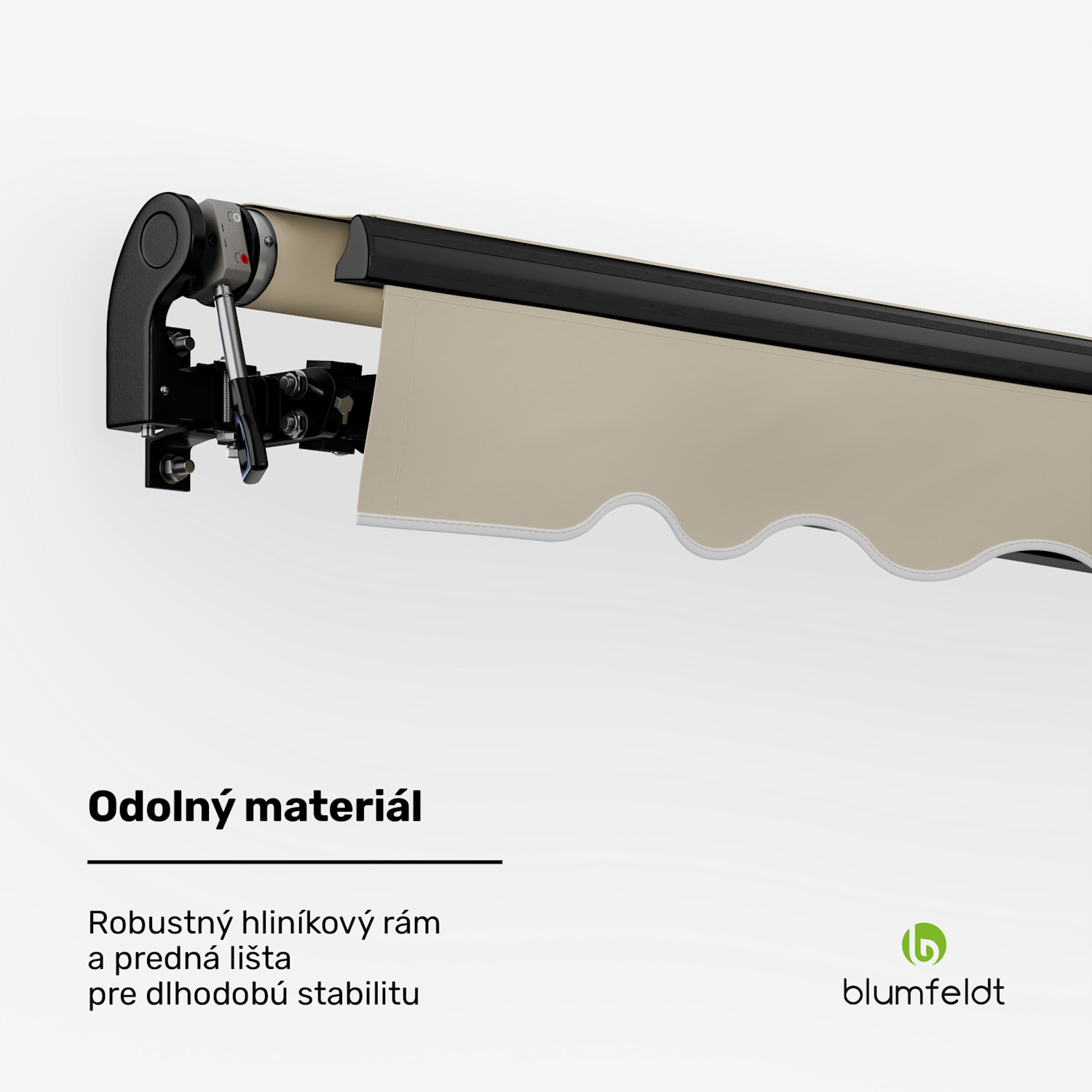 CloudShade Markíza, Inteligentné ovládanie, UV ochrana, Montáž na stenu 295 cm | Markíza s otvoreným sklopným ramenom | Béžová
