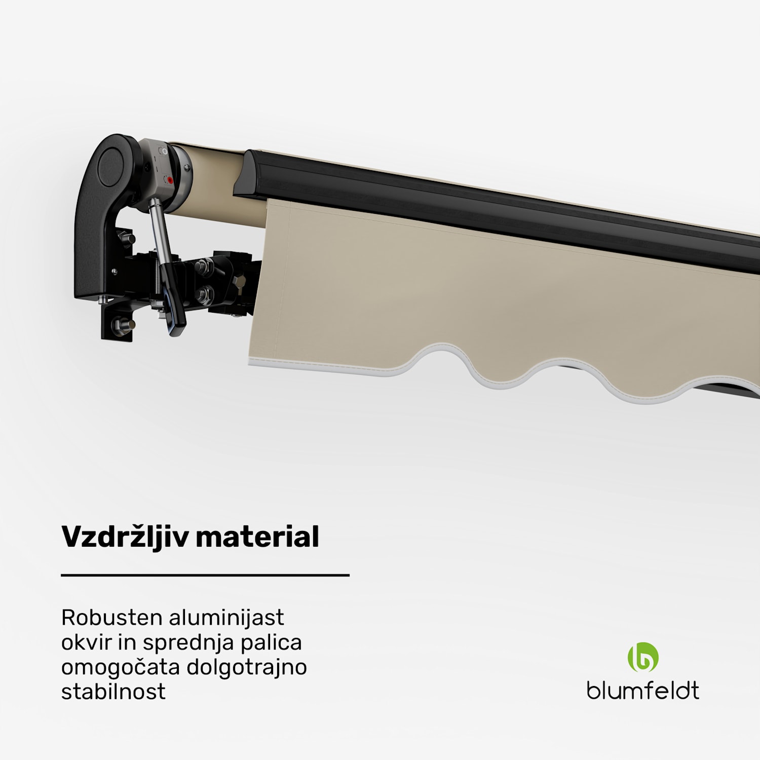 CloudShade Senčnik, Pametno upravljanje, UV zaščita, Montaža na steno 295 cm | Tenda z odprto zložljivo roko | Bež