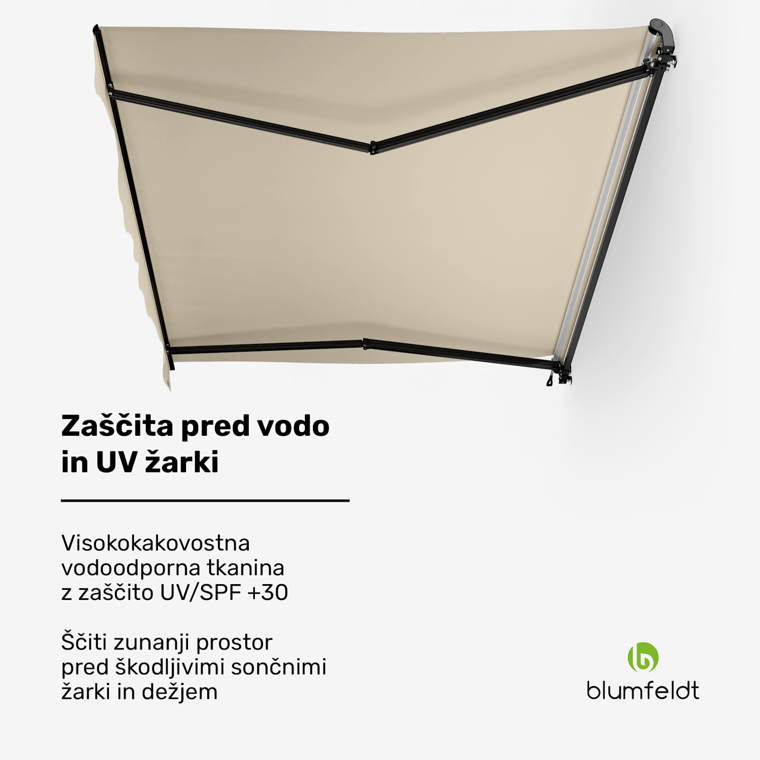 CloudShade Senčnik, Pametno upravljanje, UV zaščita, Montaža na steno 295 cm | Tenda z odprto zložljivo roko | Bež