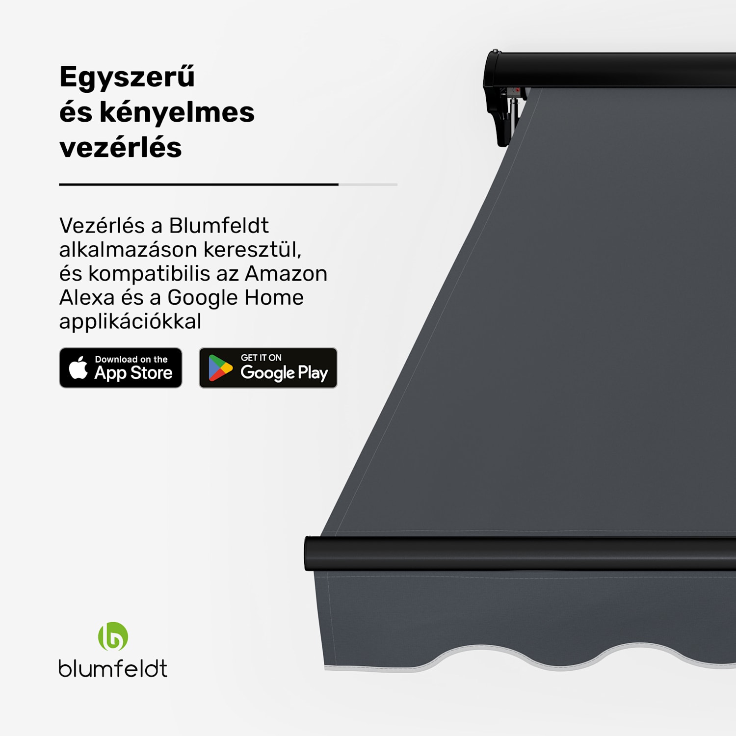 CloudShade Napernyő, Okos vezérlés, UV-védelem, Fali szerelés 250 cm | Félkazettás napellenző | Sötét szürke