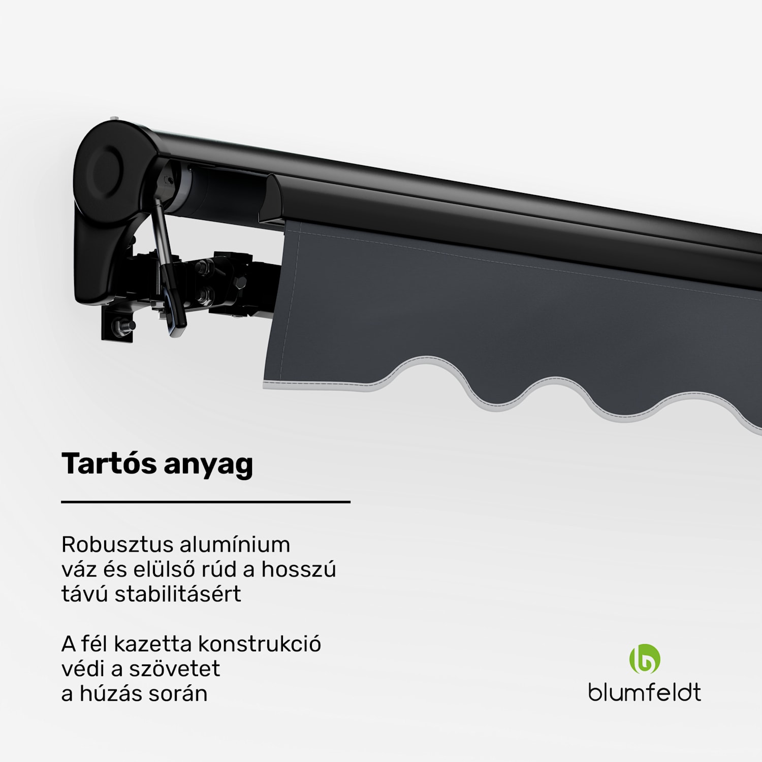 CloudShade Napernyő, Okos vezérlés, UV-védelem, Fali szerelés 250 cm | Félkazettás napellenző | Sötét szürke