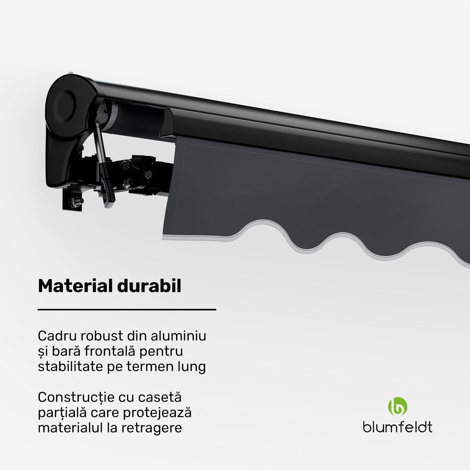 CloudShade Copertina, Control inteligent, Protecție UV, Montaj pe perete 250 cm | Copertina semi-caseta | Gri închis