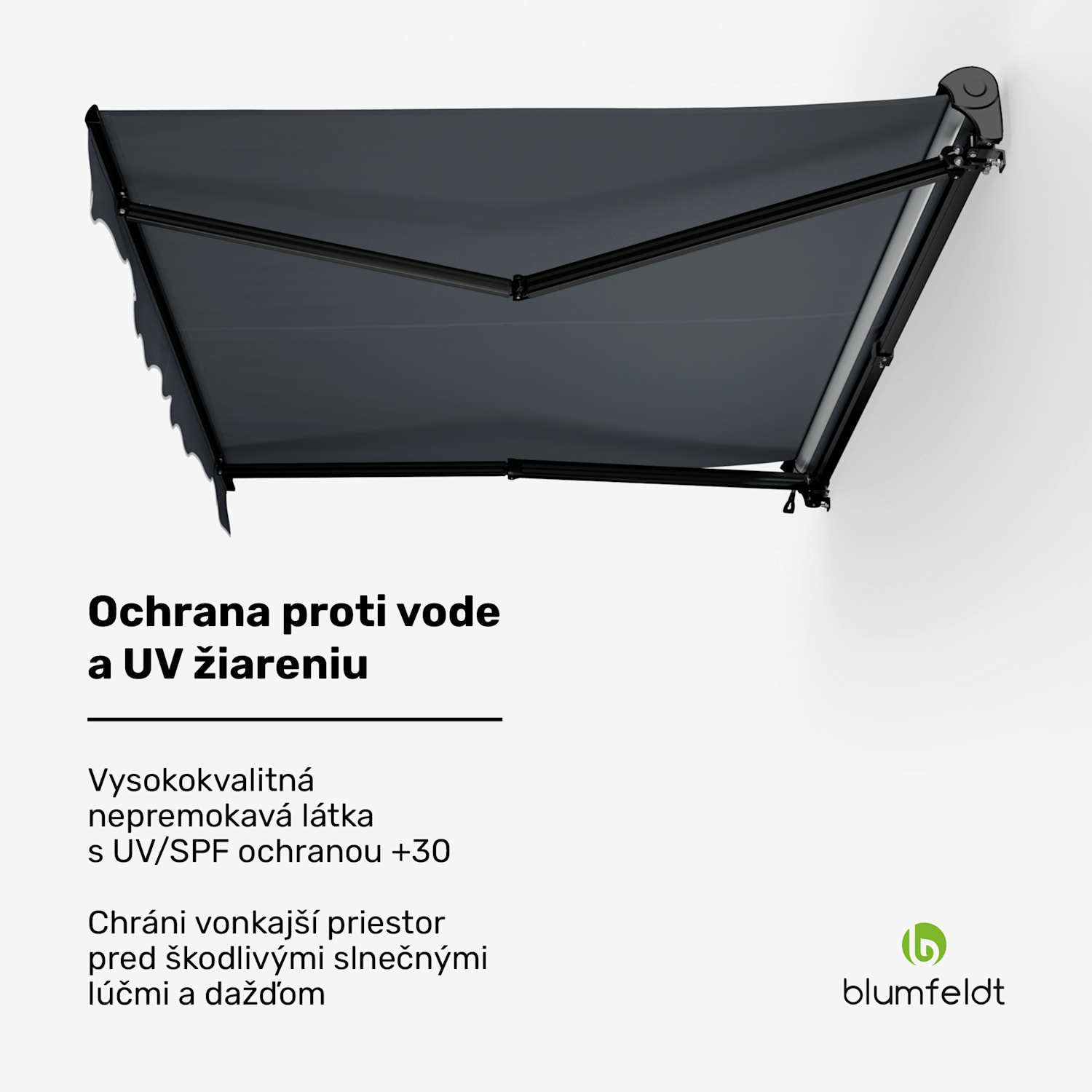 CloudShade Markíza, Inteligentné ovládanie, UV ochrana, Montáž na stenu 250 cm | Polokazetová markíza | Tmavo šedá