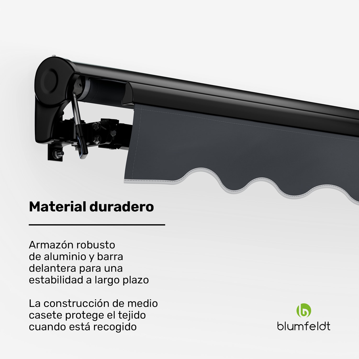 Toldo CloudShade | Control inteligente | Protección UV | Montaje en pared 295 centímetros | Toldo semicofre | Gris Oscuro