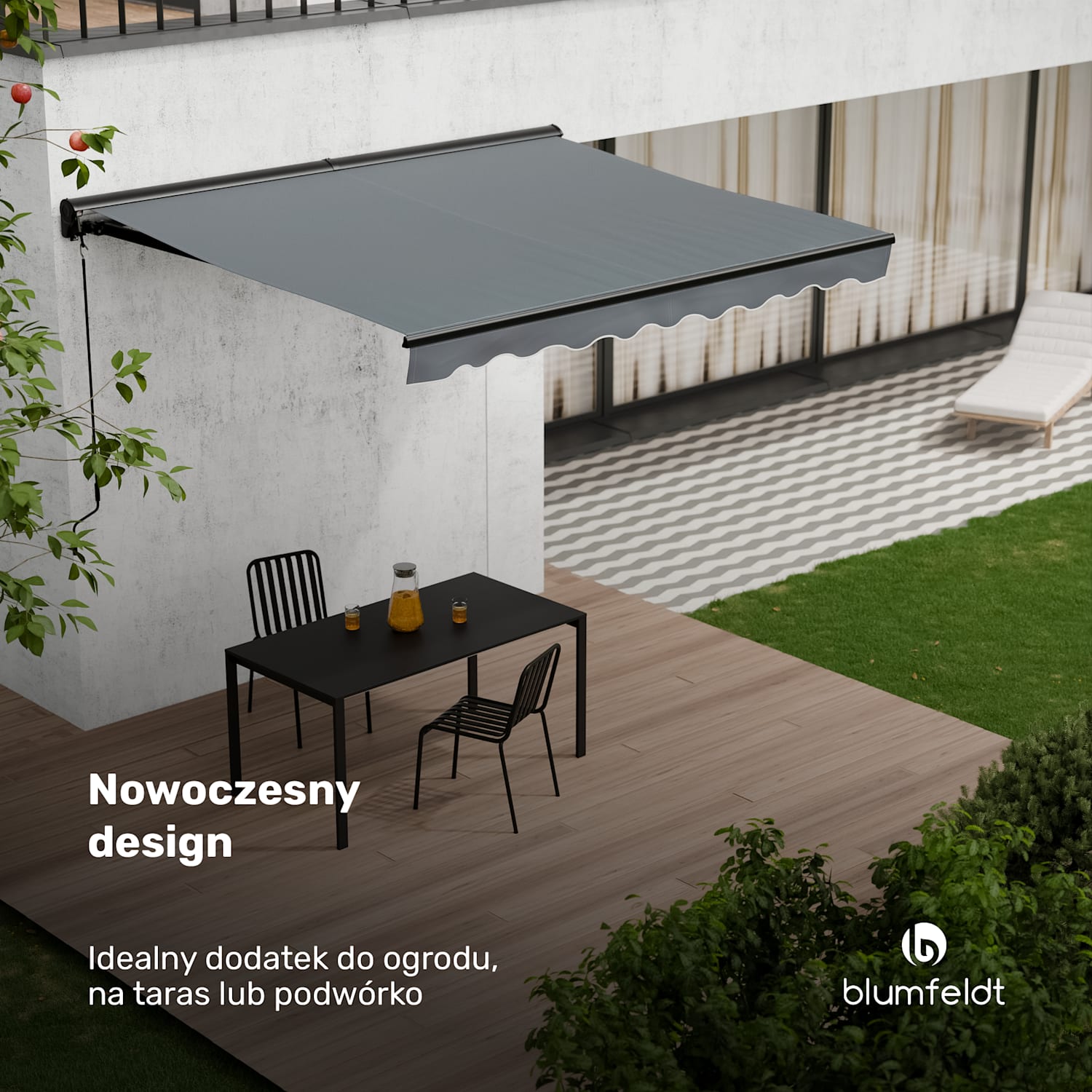 CloudShade markiza, Smart Control, ochrona UV, montaż na ścianie 295 cm | Markiza półkasetowa | Ciemnoszary