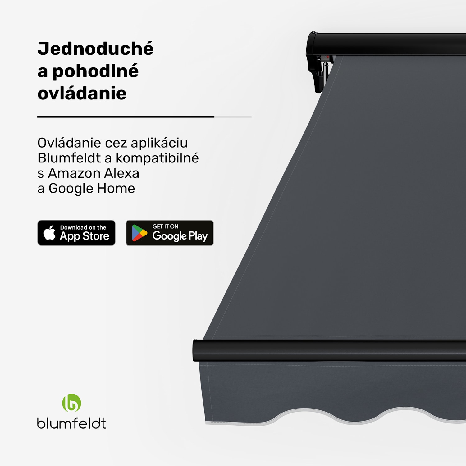 CloudShade Markíza, Inteligentné ovládanie, UV ochrana, Montáž na stenu 295 cm | Polokazetová markíza | Tmavo šedá