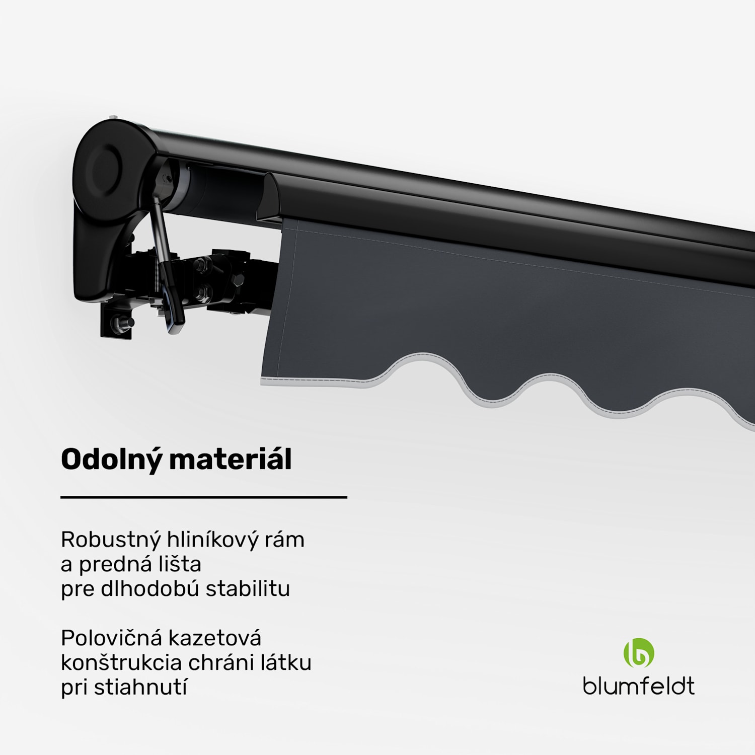 CloudShade Markíza, Inteligentné ovládanie, UV ochrana, Montáž na stenu 295 cm | Polokazetová markíza | Tmavo šedá