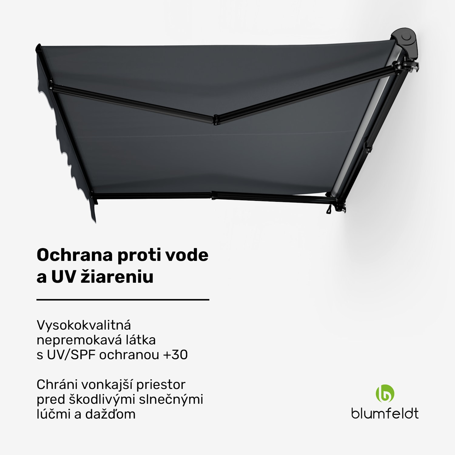 CloudShade Markíza, Inteligentné ovládanie, UV ochrana, Montáž na stenu 295 cm | Polokazetová markíza | Tmavo šedá