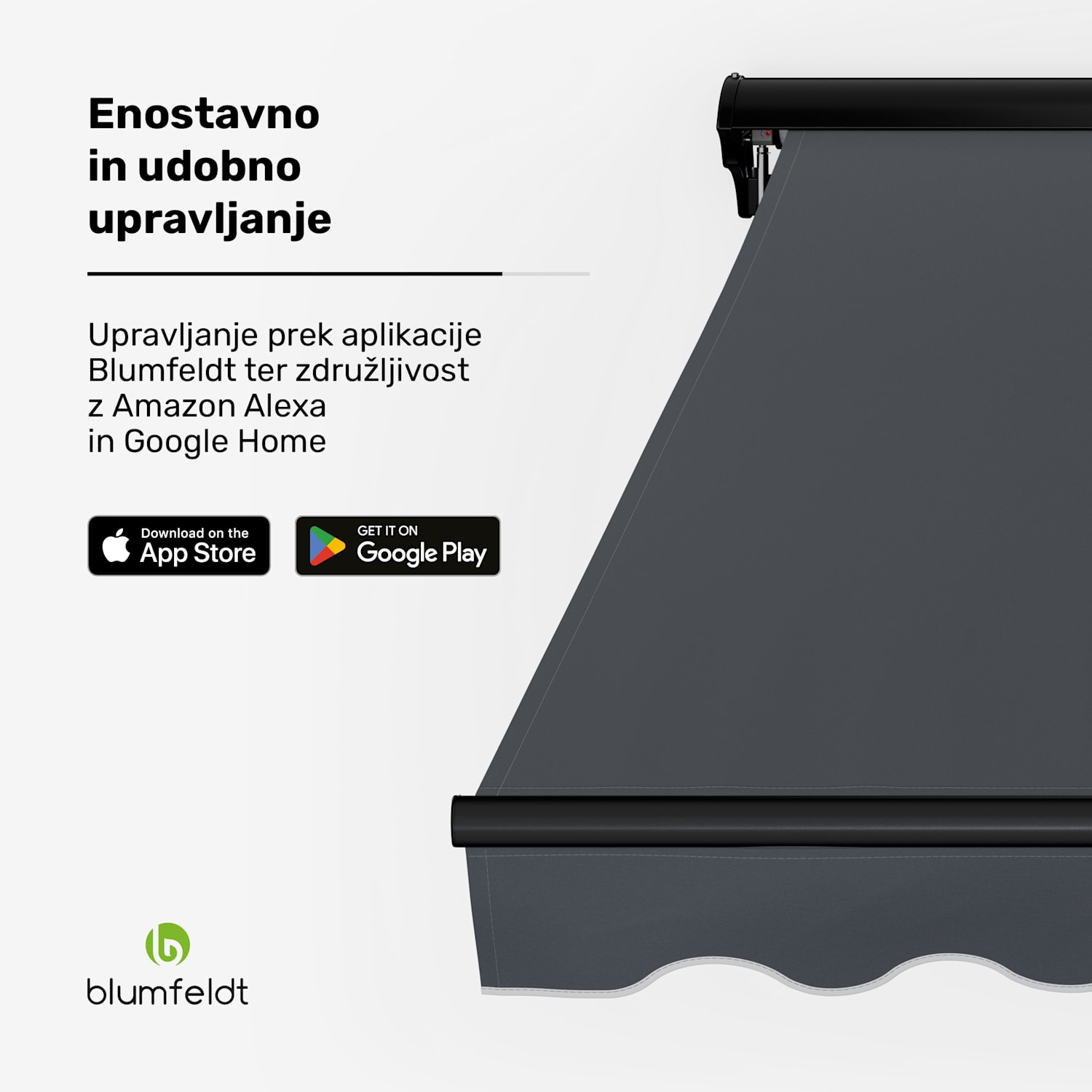 CloudShade senčnik, Pametna kontrola, UV zaščita, Montaža na steno 295 cm | Polkasetna tenda | Temno siva