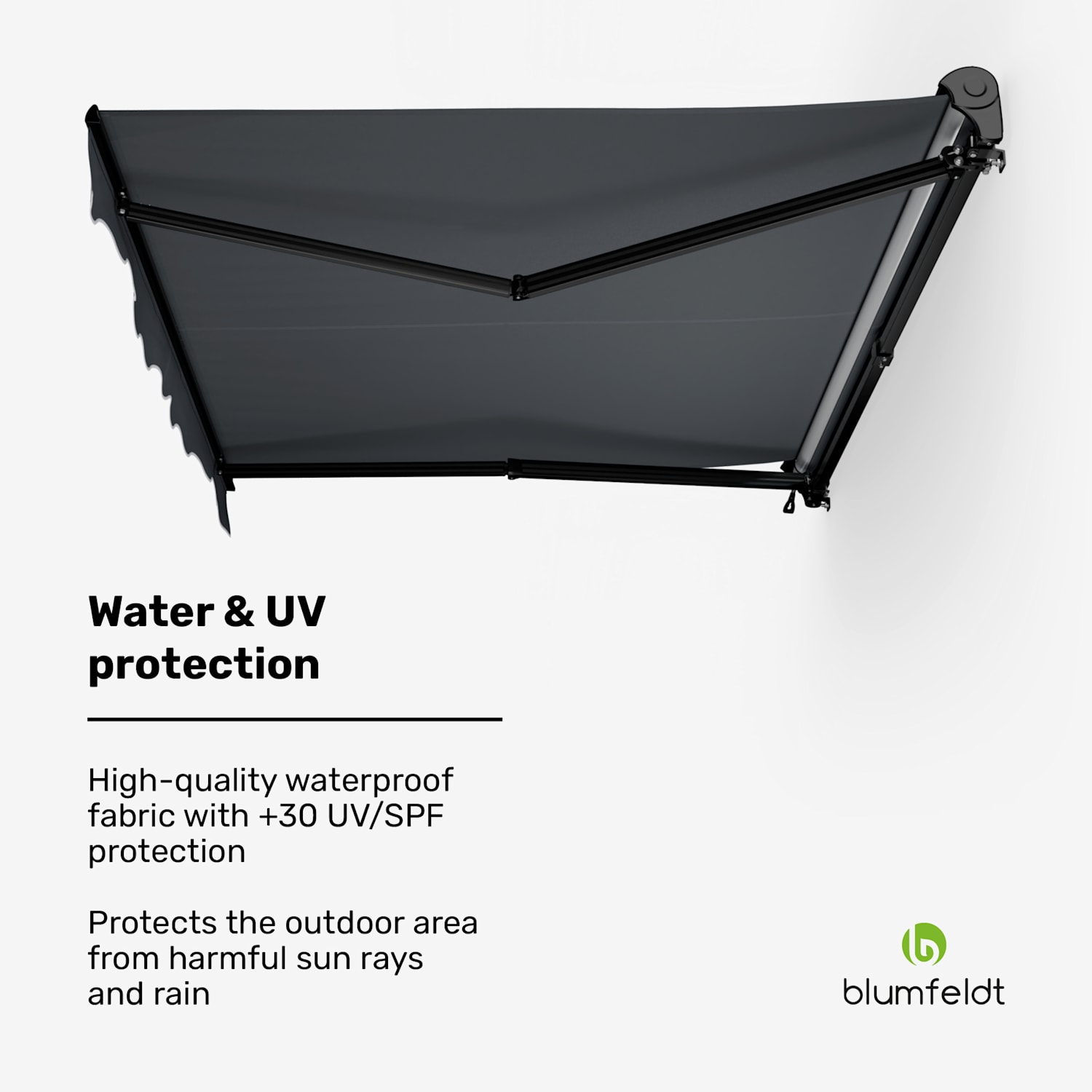 CloudShade zonnescherm | slimme bediening | UV-bescherming | wandmontage 295 cm | Halfcassette zonnescherm | Donkergrijs