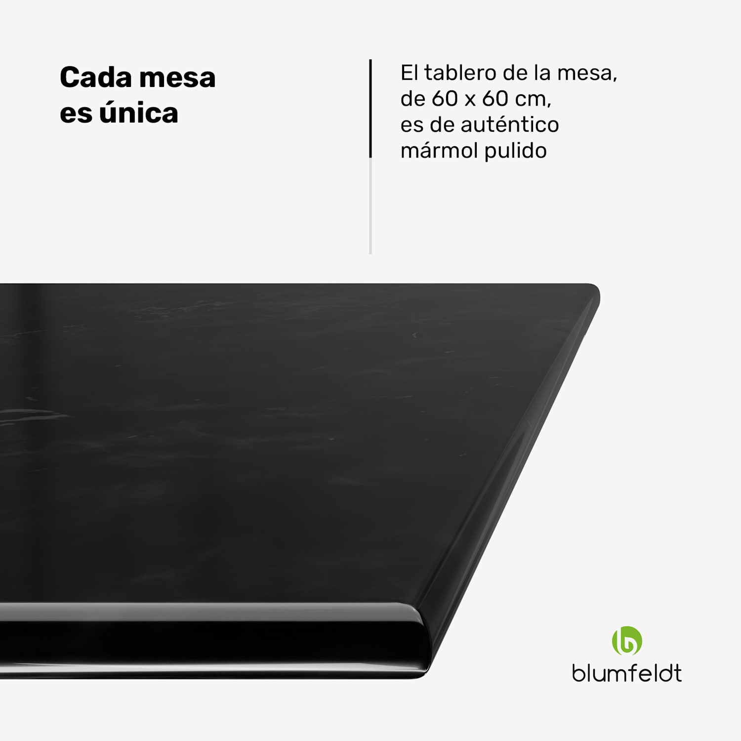 Patras Mesa de bistró Tablero de mármol 60 x 60 cm Pata de hierro fundido Negro