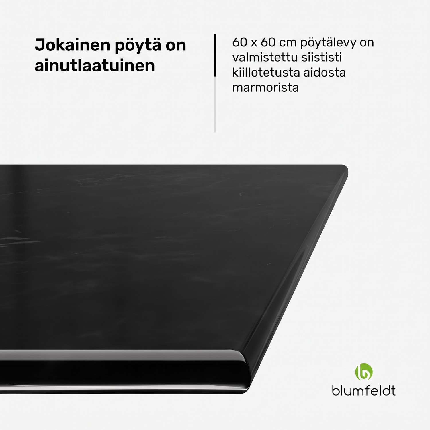 Patras bistropöytä marmoripöytälevy 60 x 60 cm valurautainen jalusta Musta