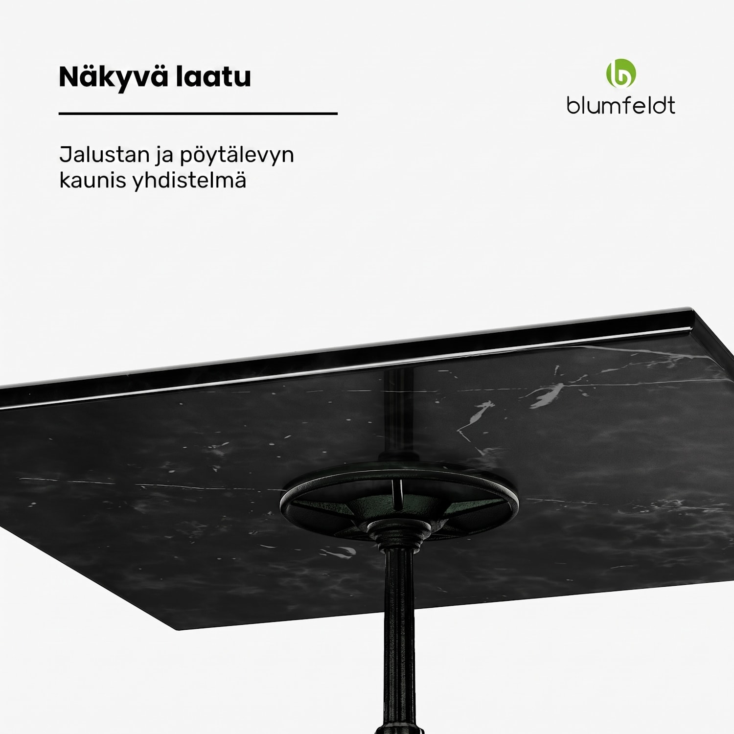 Patras bistropöytä marmoripöytälevy 60 x 60 cm valurautainen jalusta Musta