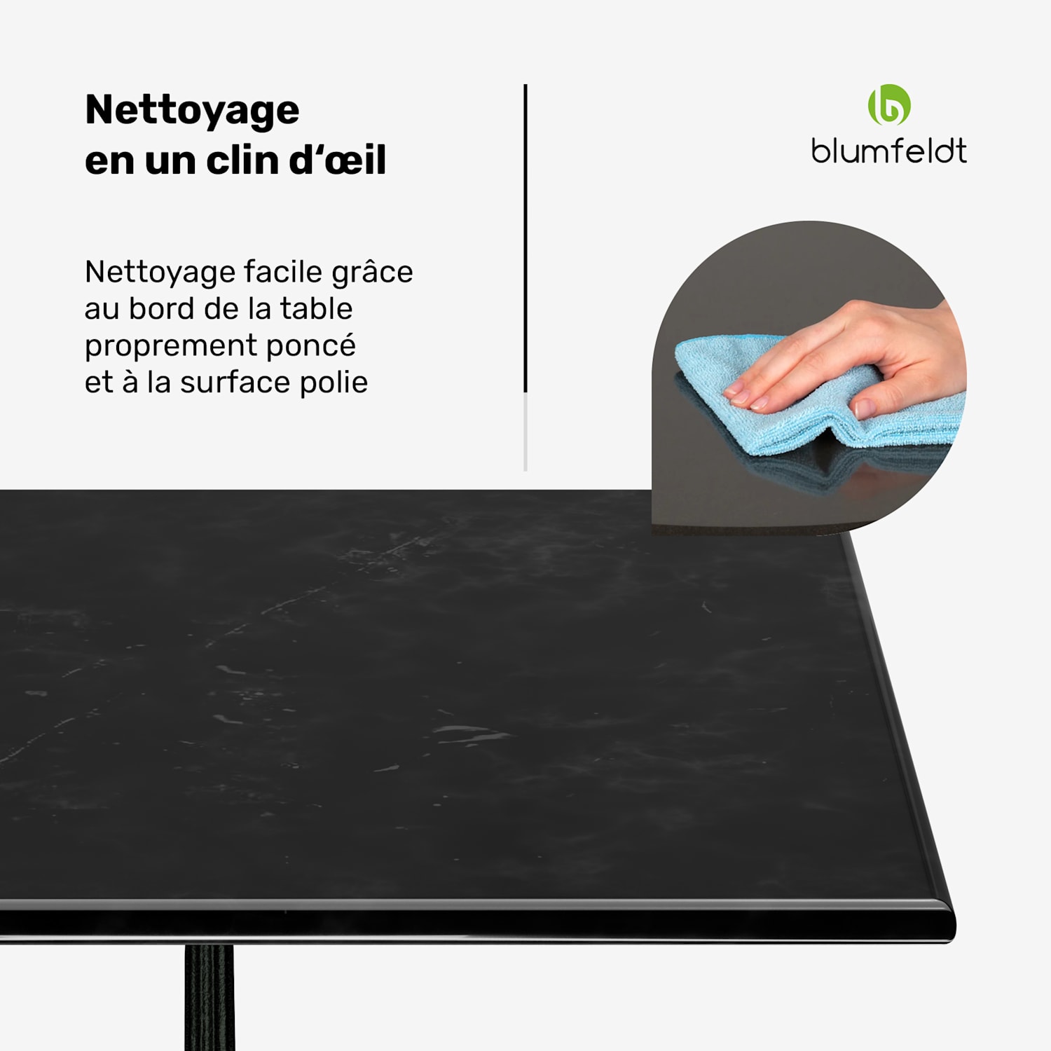 Patras bistrotafel marmeren tafelblad 60 x 60 cm gietijzeren onderstel Zwart