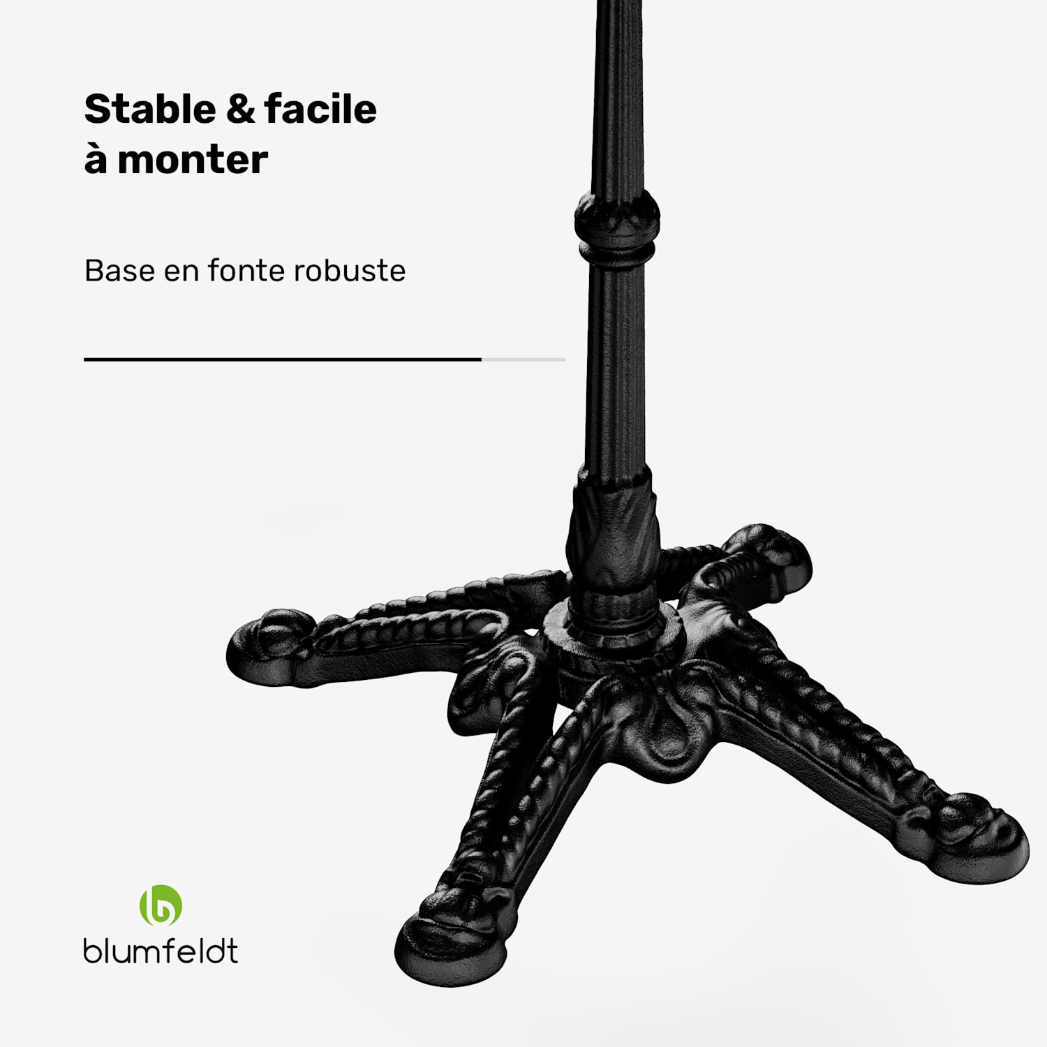 Patras bistrotafel marmeren tafelblad 60 x 60 cm gietijzeren onderstel Zwart