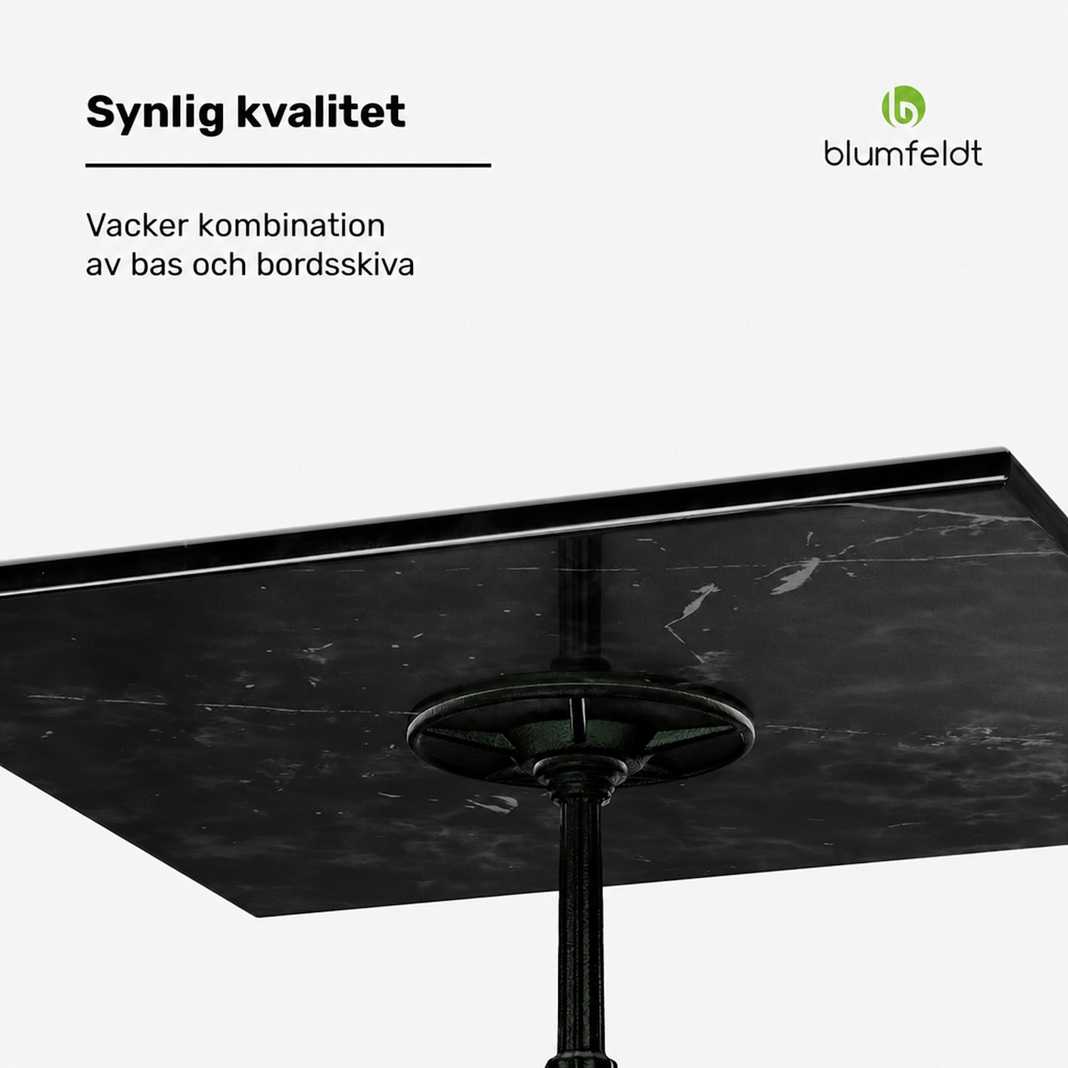 Patras bistrobord med marmorplatta 60 x 60 cm och gjutjärnsunderrede Svart
