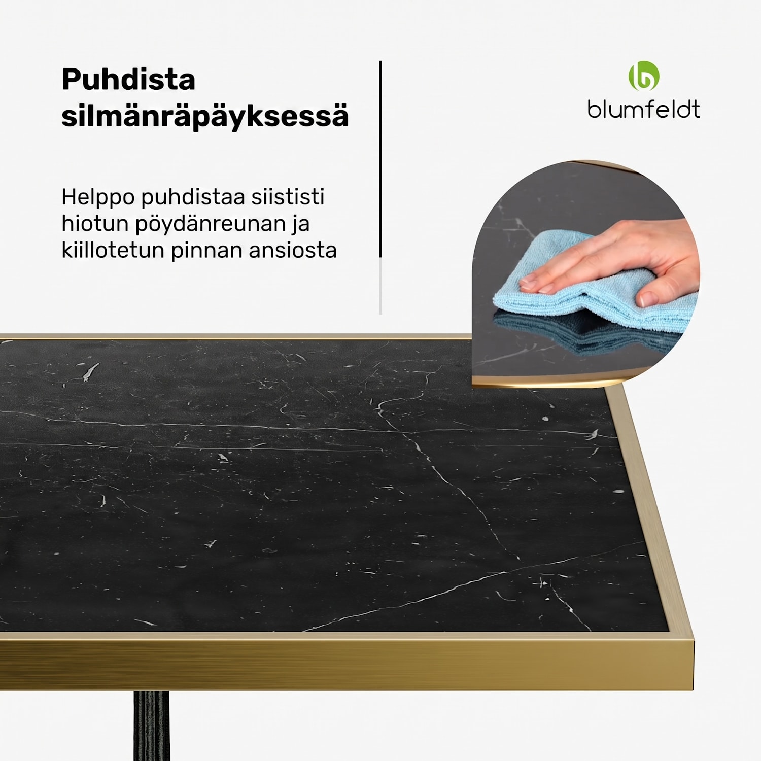 Patras Lux bistropöytä marmoripöytälevy 60 x 60 cm valurautainen jalusta Musta