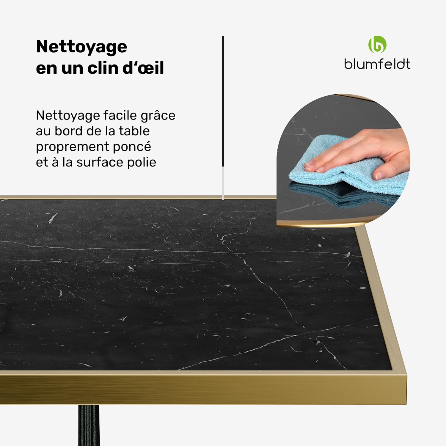 Patras Lux bistrotafel marmeren tafelblad 60 x 60 cm gietijzeren onderstel Zwart