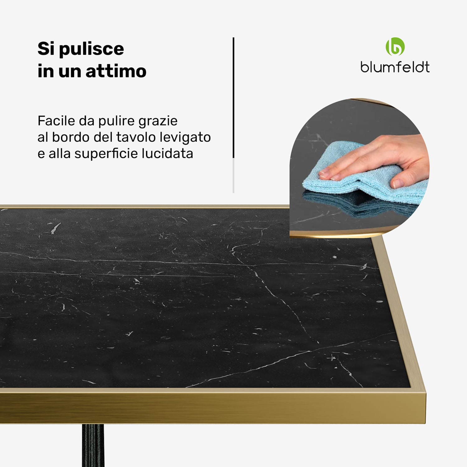 Patras Lux - Tavolino da bistrò, piano in marmo, 60 x 60 cm, base d'appoggio in ghisa Nero