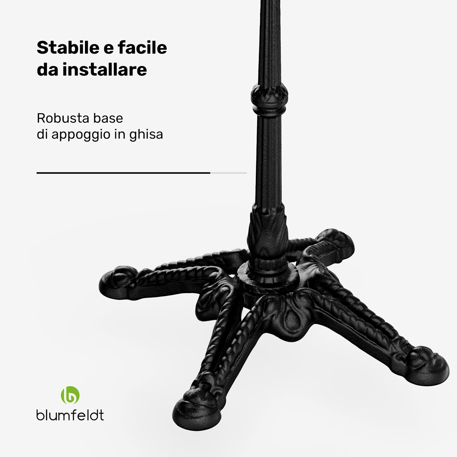 Patras Lux - Tavolino da bistrò, piano in marmo, 60 x 60 cm, base d'appoggio in ghisa Nero