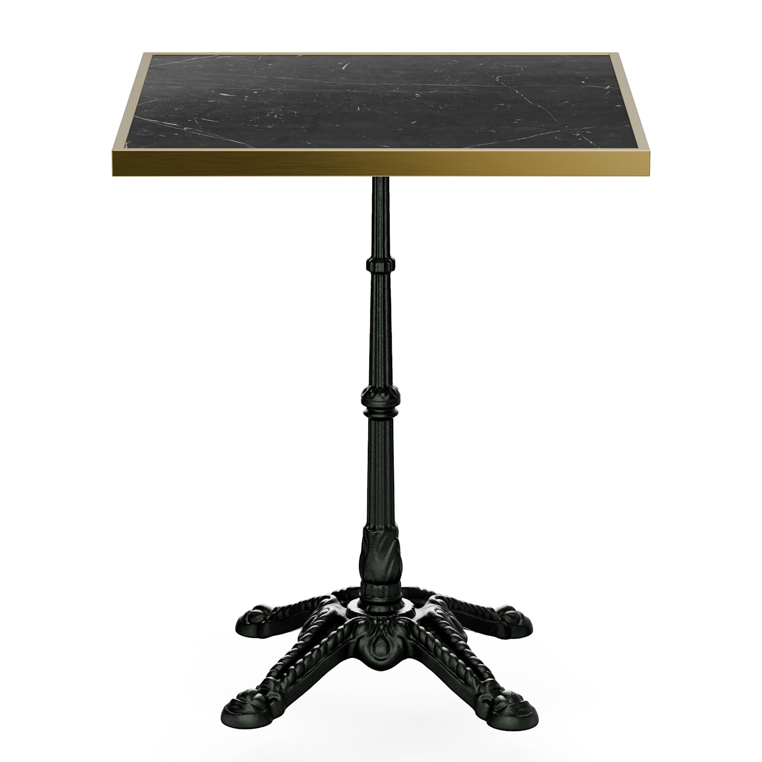 Mesa bistrô Patras Lux tampo de mesa de mármore 60 x 60 cm pé suporte ferro fundido Preto